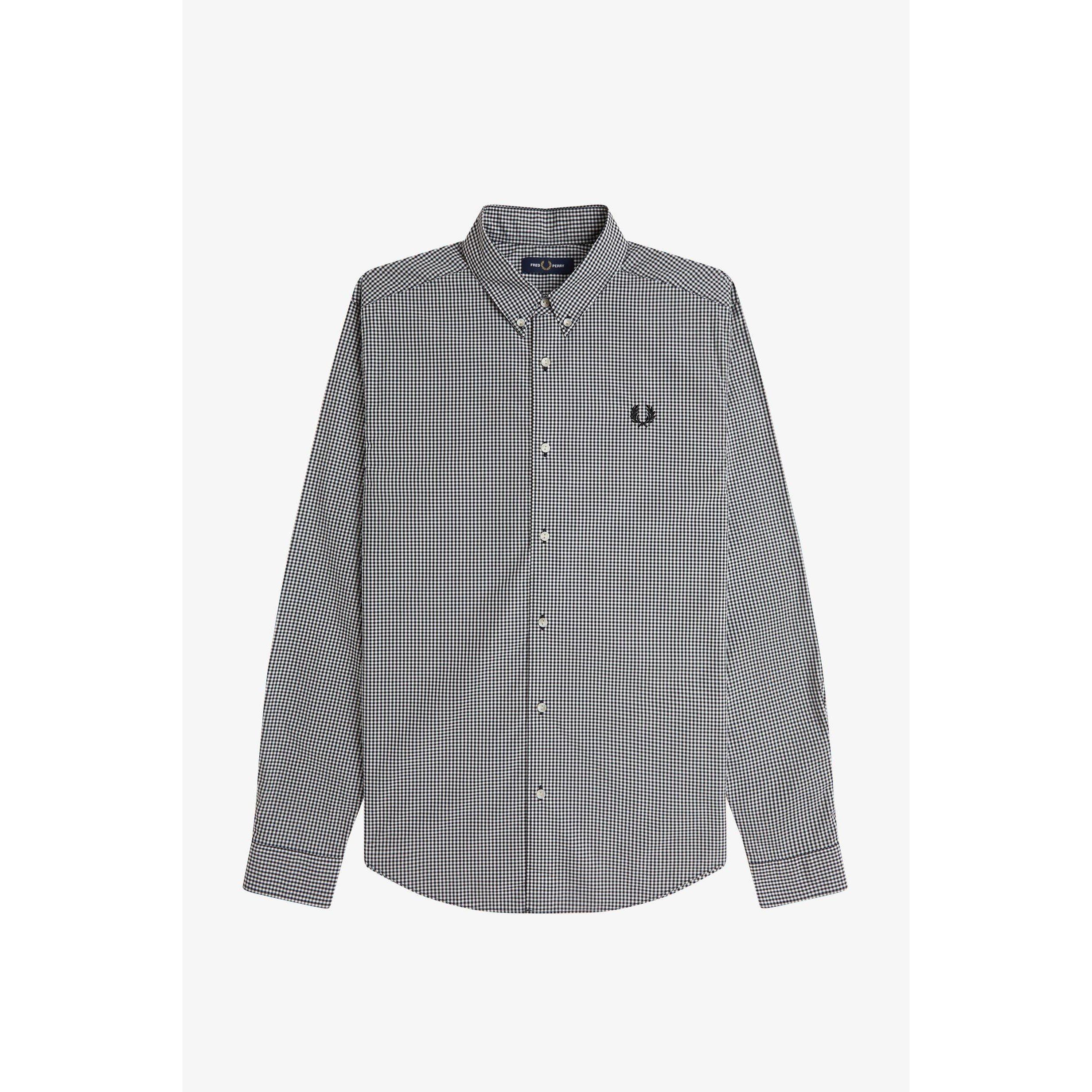 Black 102 - Fred Perry - Men's Long Sleeve Patterned Shirt - 1