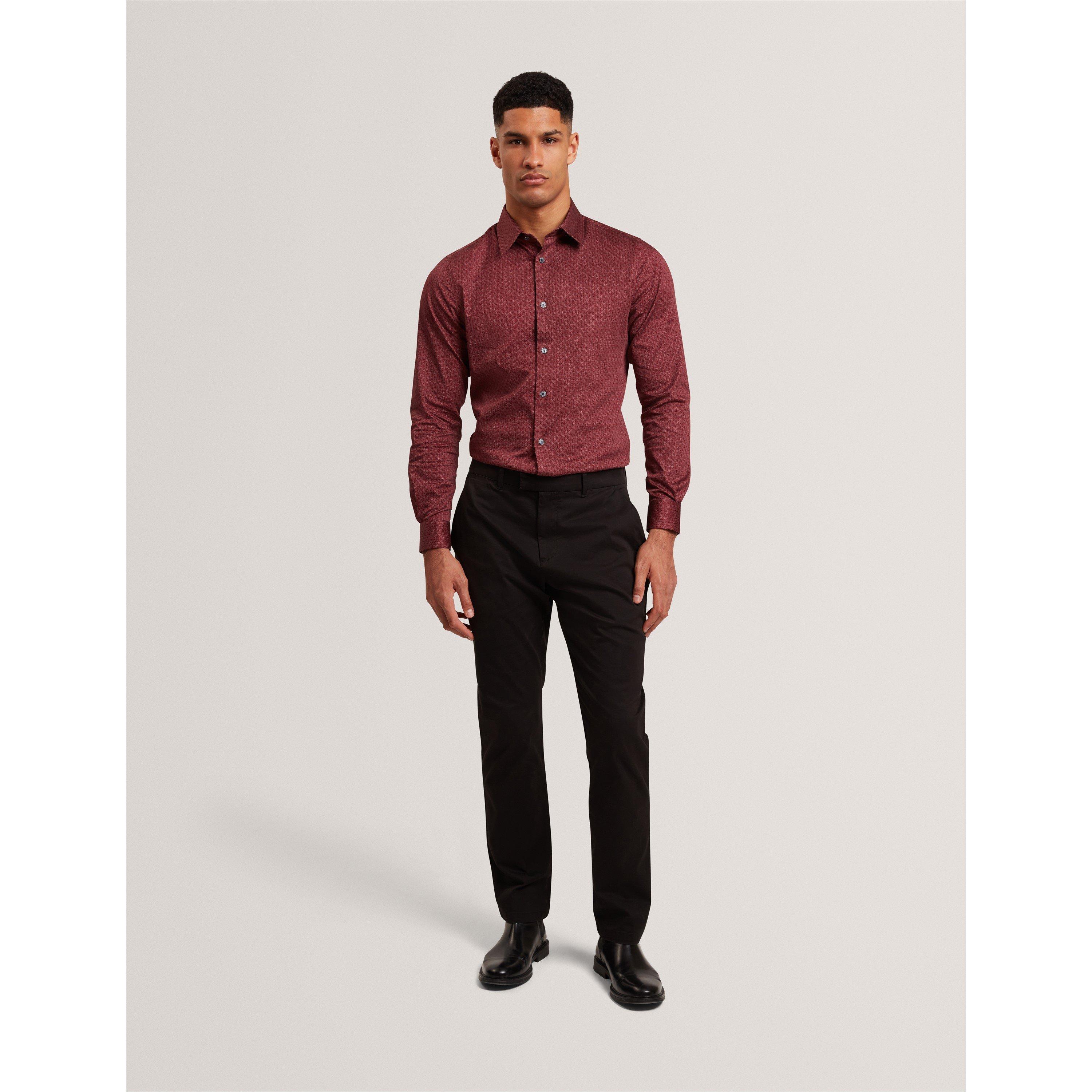 Dk-Red
Tamno crvena - Ted Baker - Men's Long Sleeve Geometric Patterned Shirt - 5