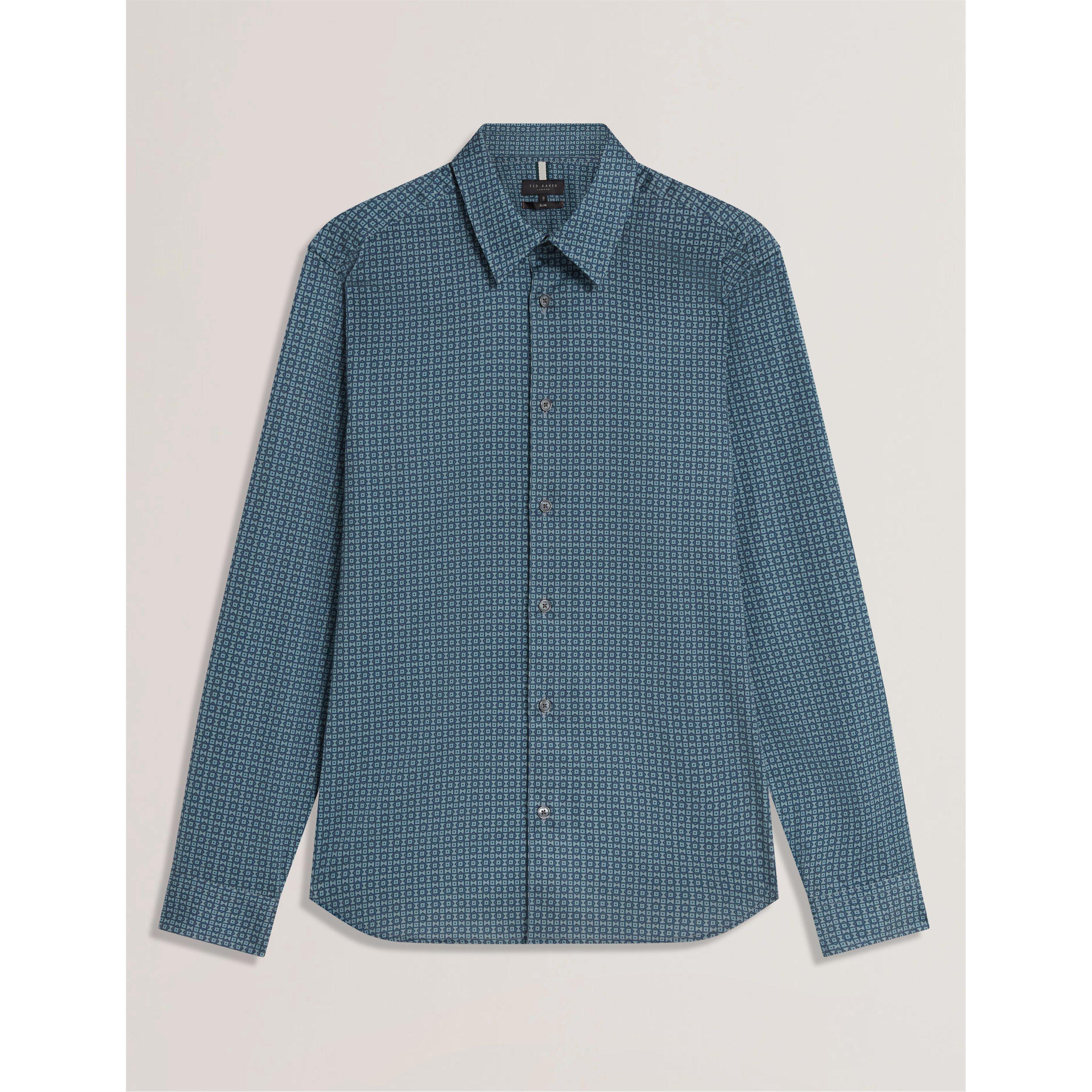 Ted Baker Men's Long Sleeve Geometric Patterned Shirt - Navy - XL (5)