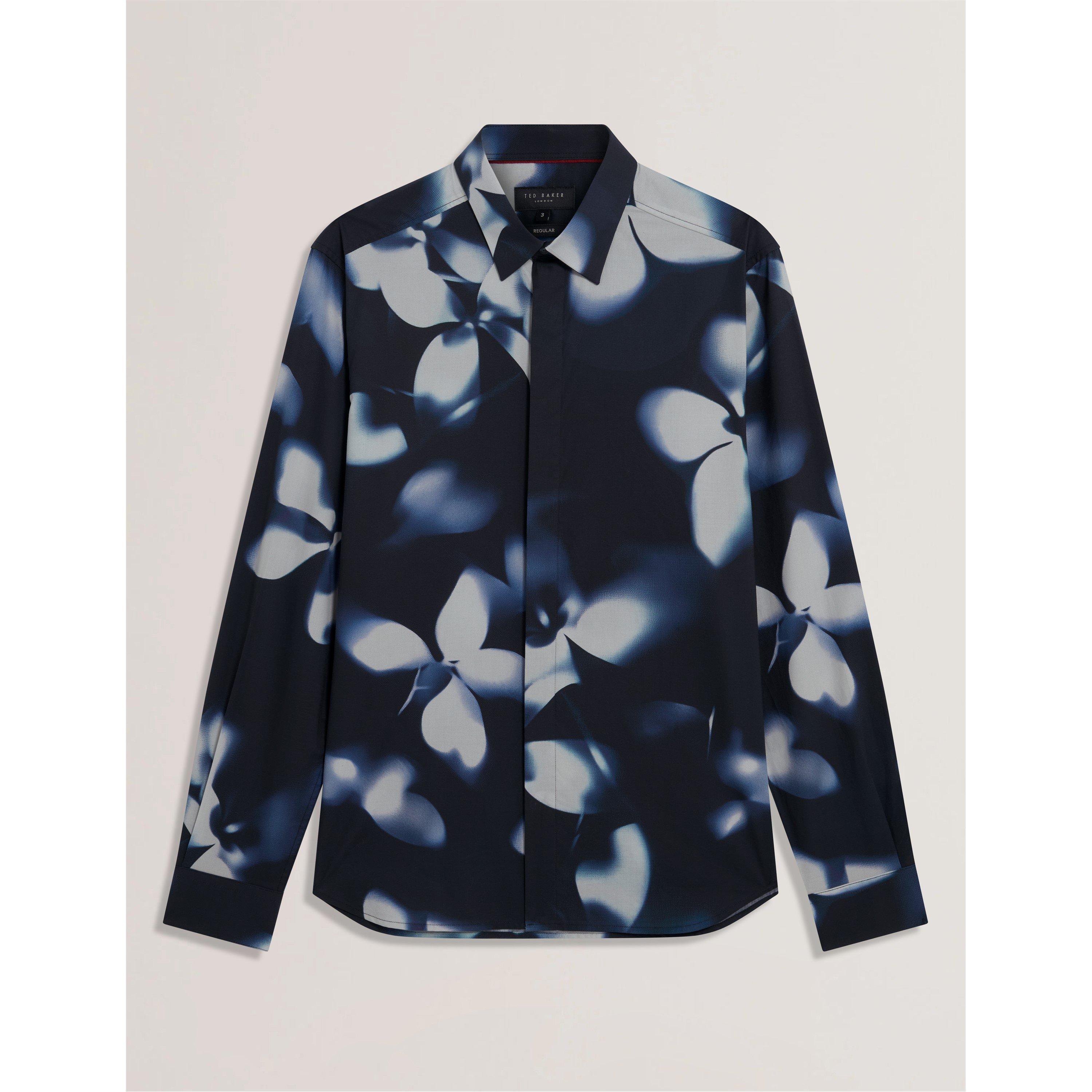 Ted Baker Men's Long Sleeve Floral Patterned Shirt - Navy - M (3)