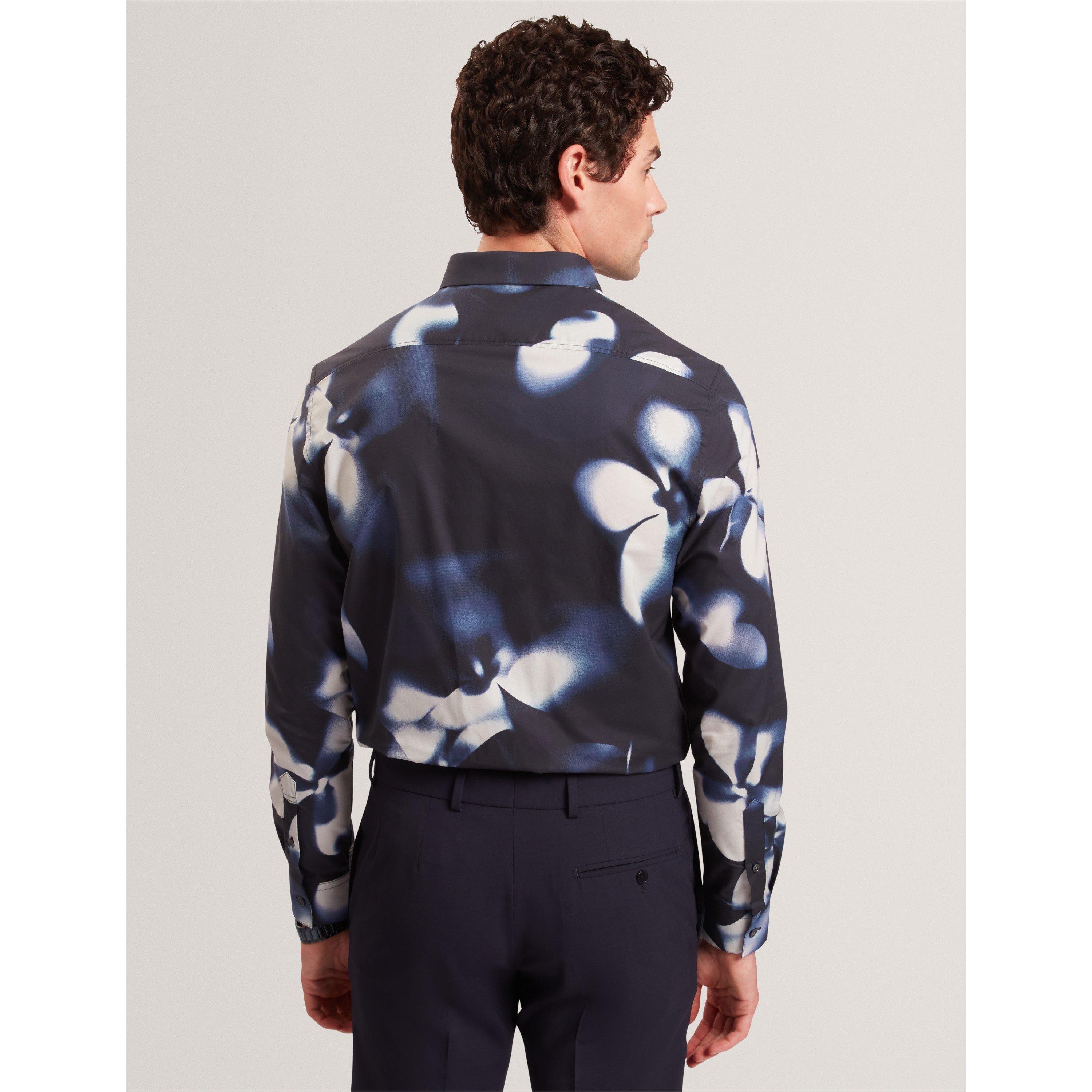 Navy - Ted Baker - Ted LS Floral Shirt Sn61 - 3