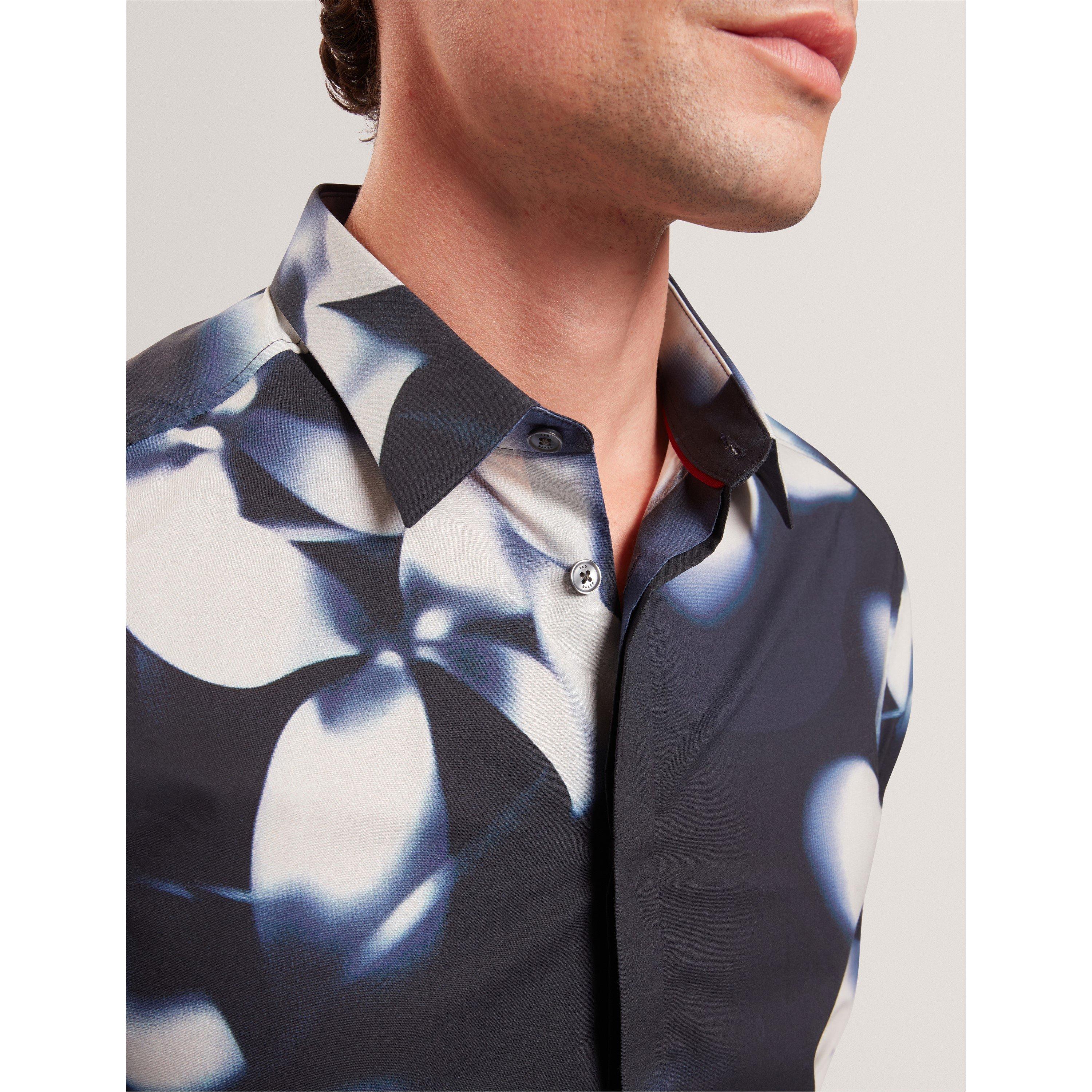 Navy - Ted Baker - Ted LS Floral Shirt Sn61 - 4