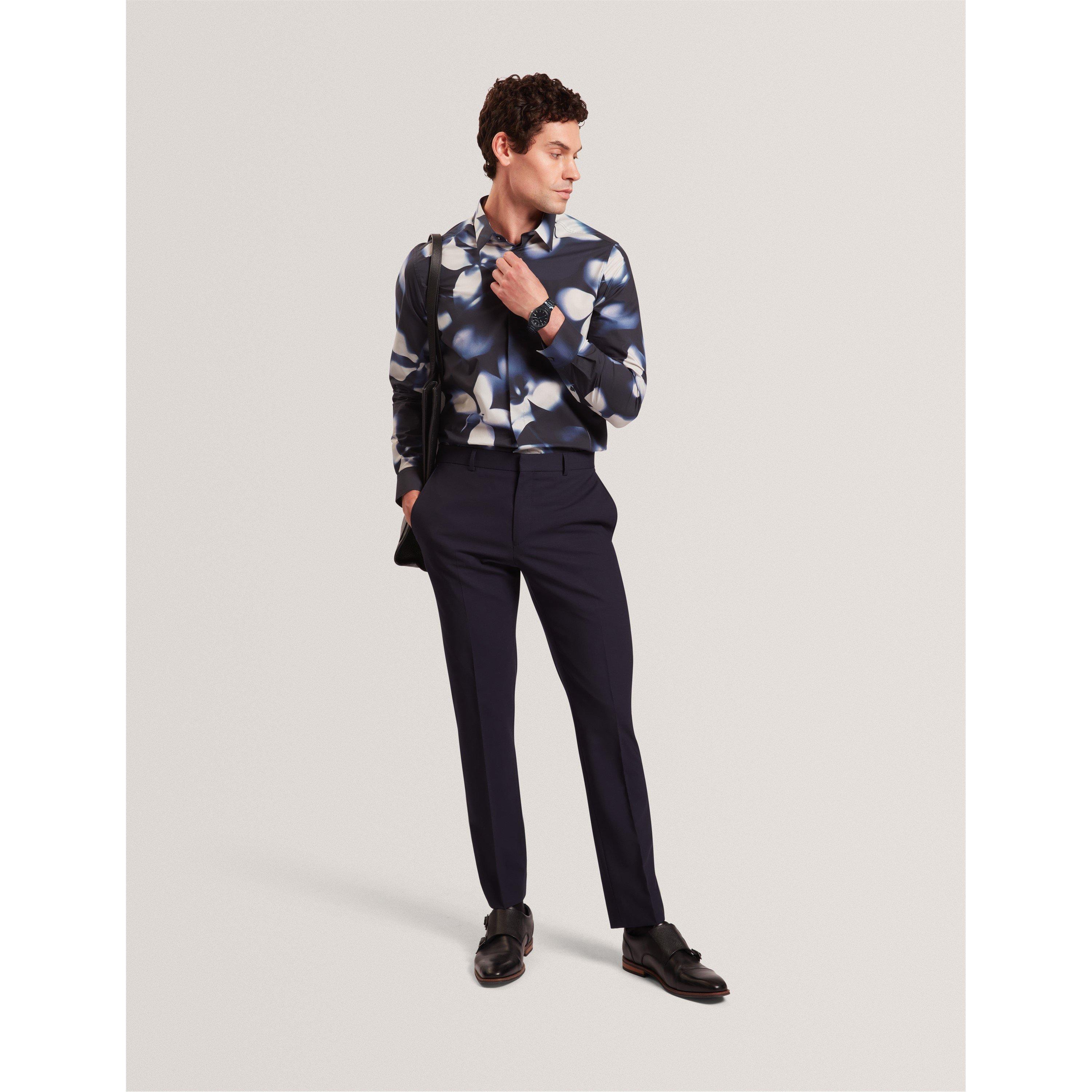 Navy - Ted Baker - Ted LS Floral Shirt Sn61 - 5
