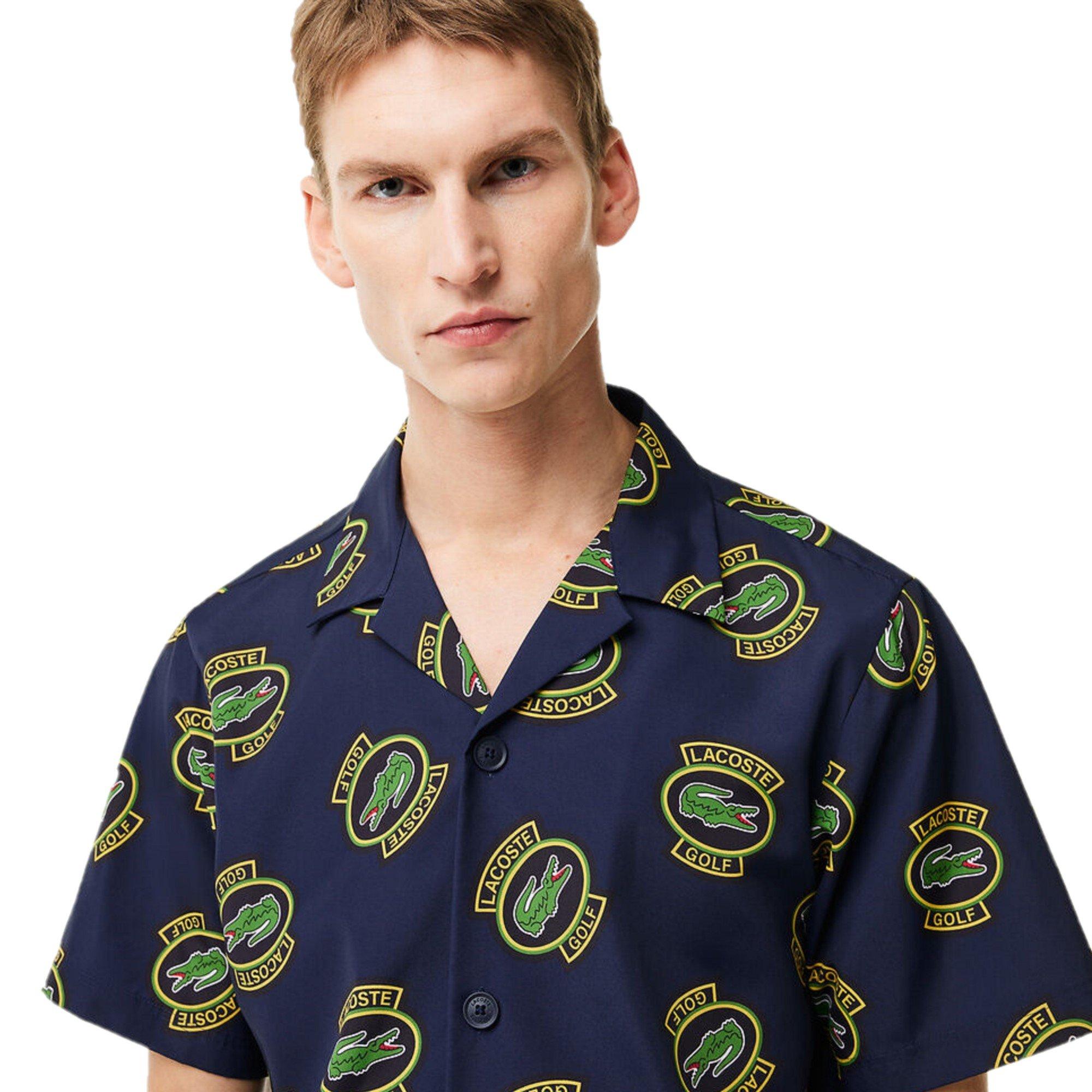 Plava/Pinahotel - Lacoste - Men's UV Protection Short Sleeve Hawaii Fit Shirt - 2