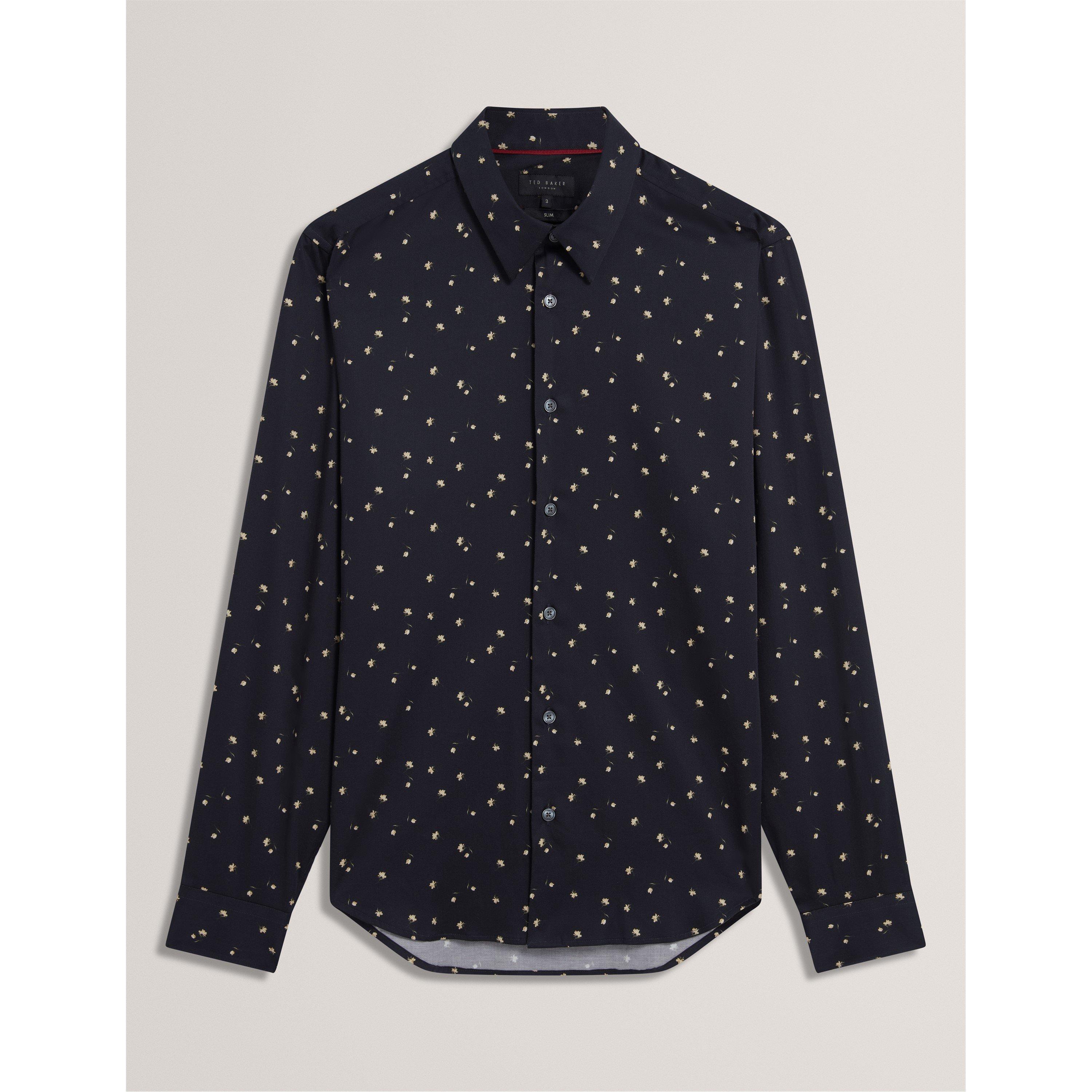 Ted Baker Men's Long Sleeve Floral Patterned Shirt - Navy - M (3)