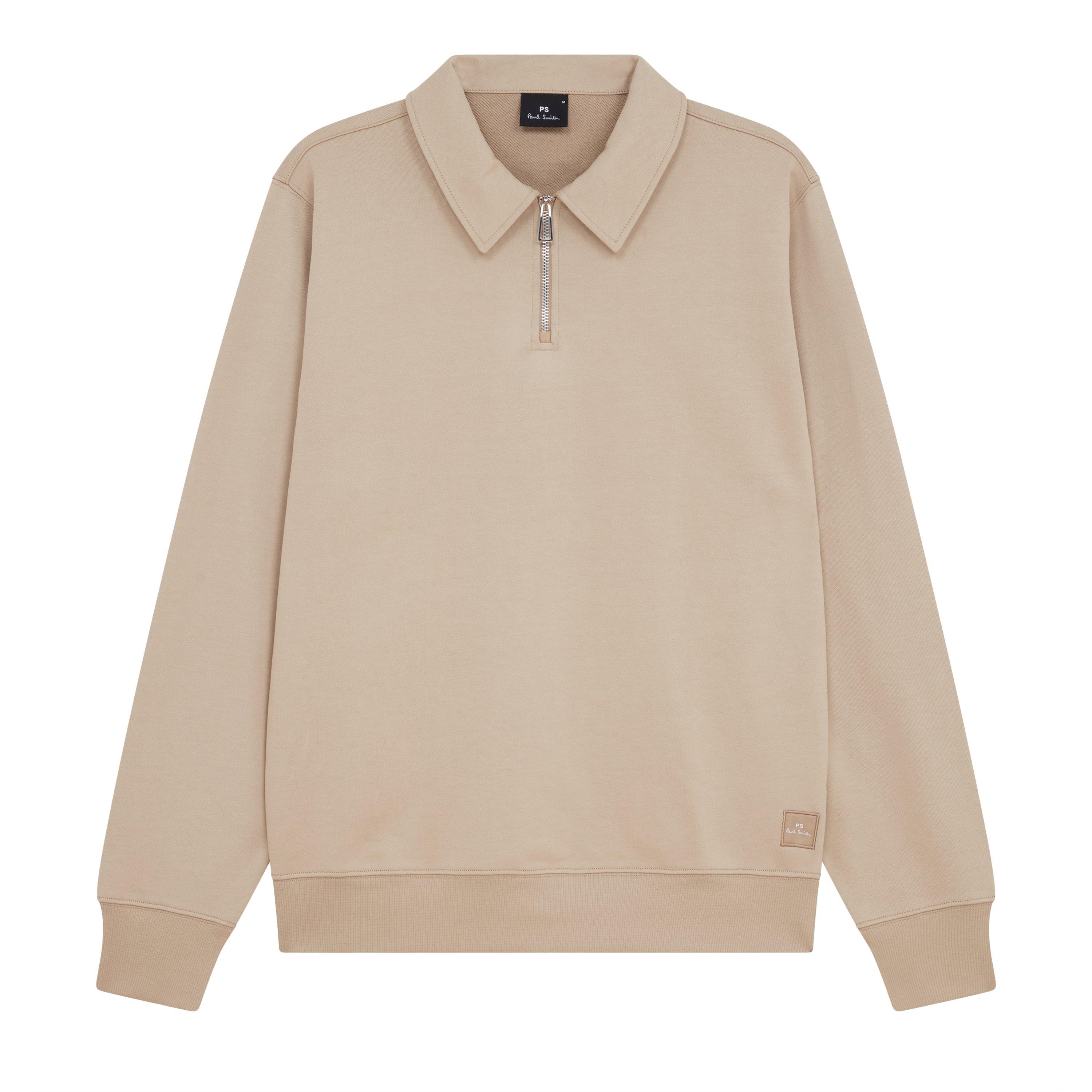 Beige 64 - PS Paul Smith - Men's GarmDye Quarter Zip Textured Fleece Relaxed Fit Fleece - 1