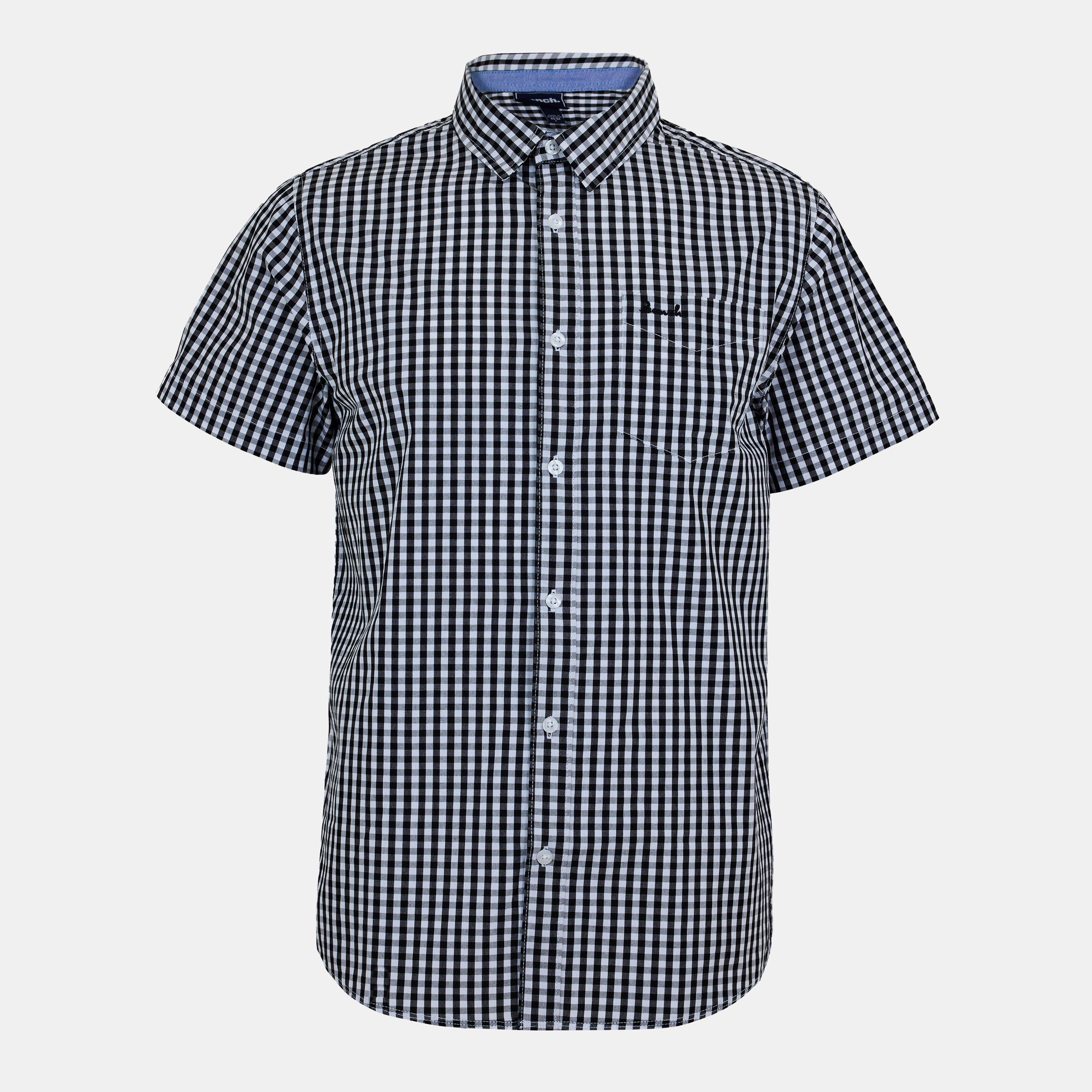 Bench Men's Short-Sleeve Patterned Shirt - Black/White - Medium