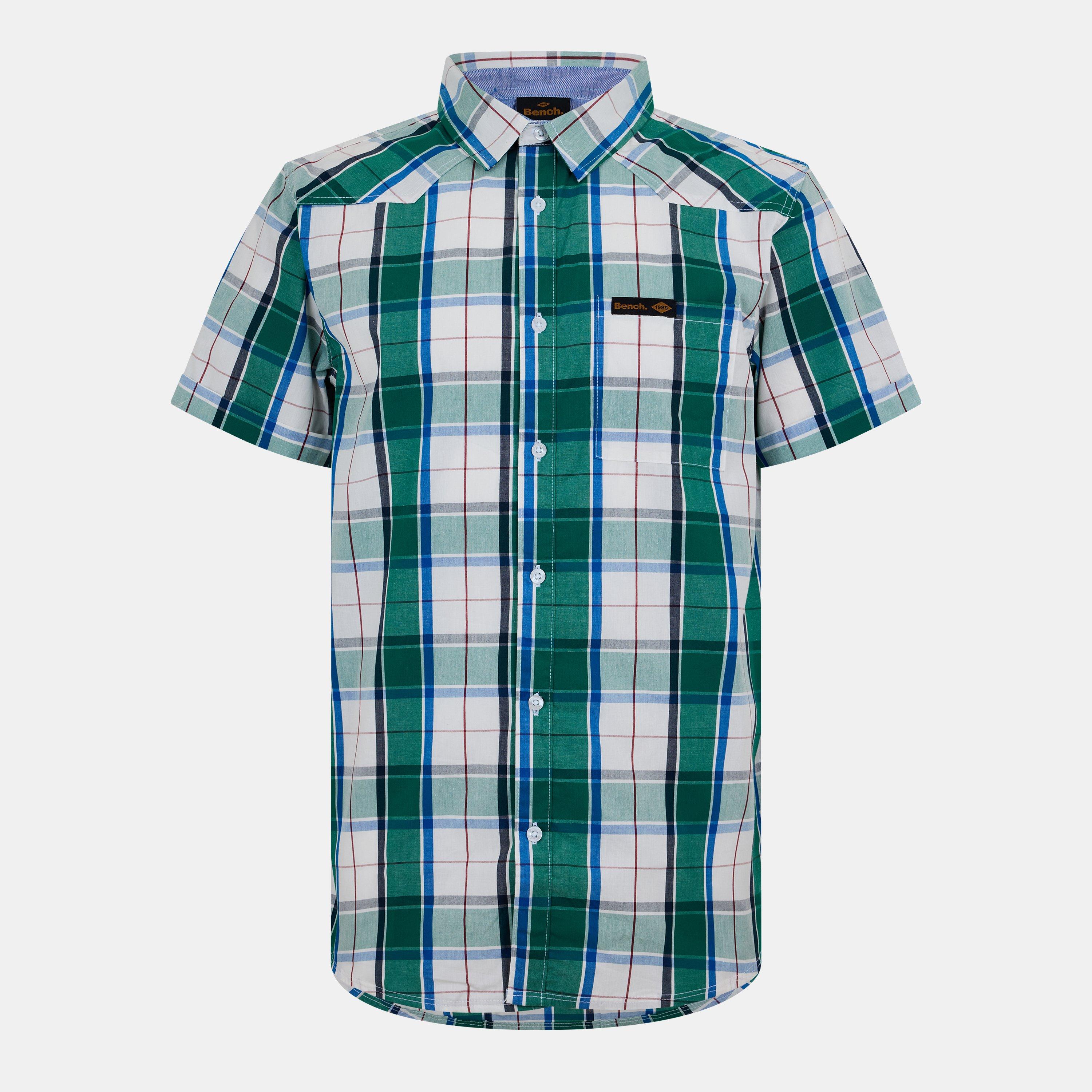 Bench Men's Short-Sleeve Patterned Shirt - Green Check - Large