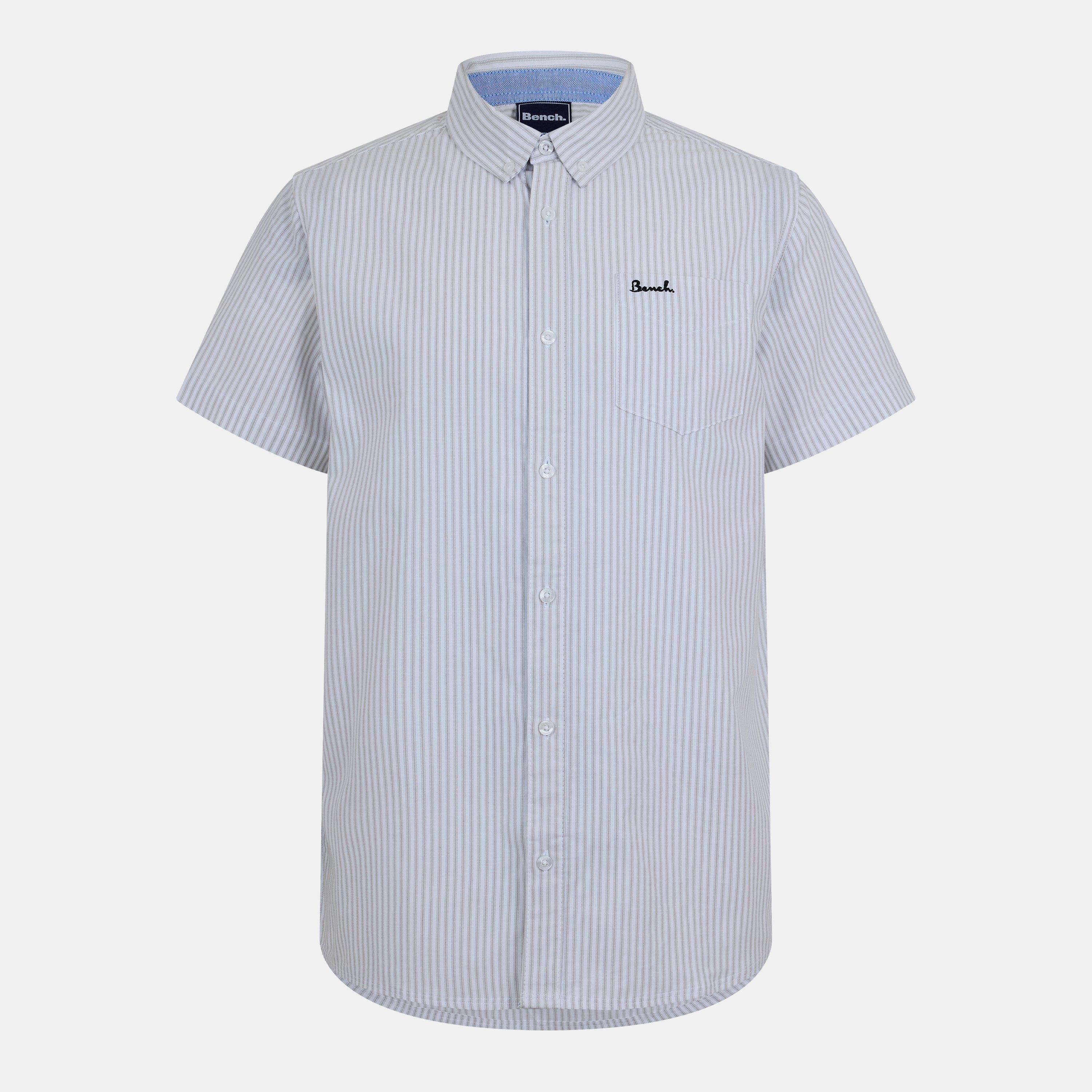Bench Men's Short-Sleeve Patterned Shirt - Grey Stripe - Medium