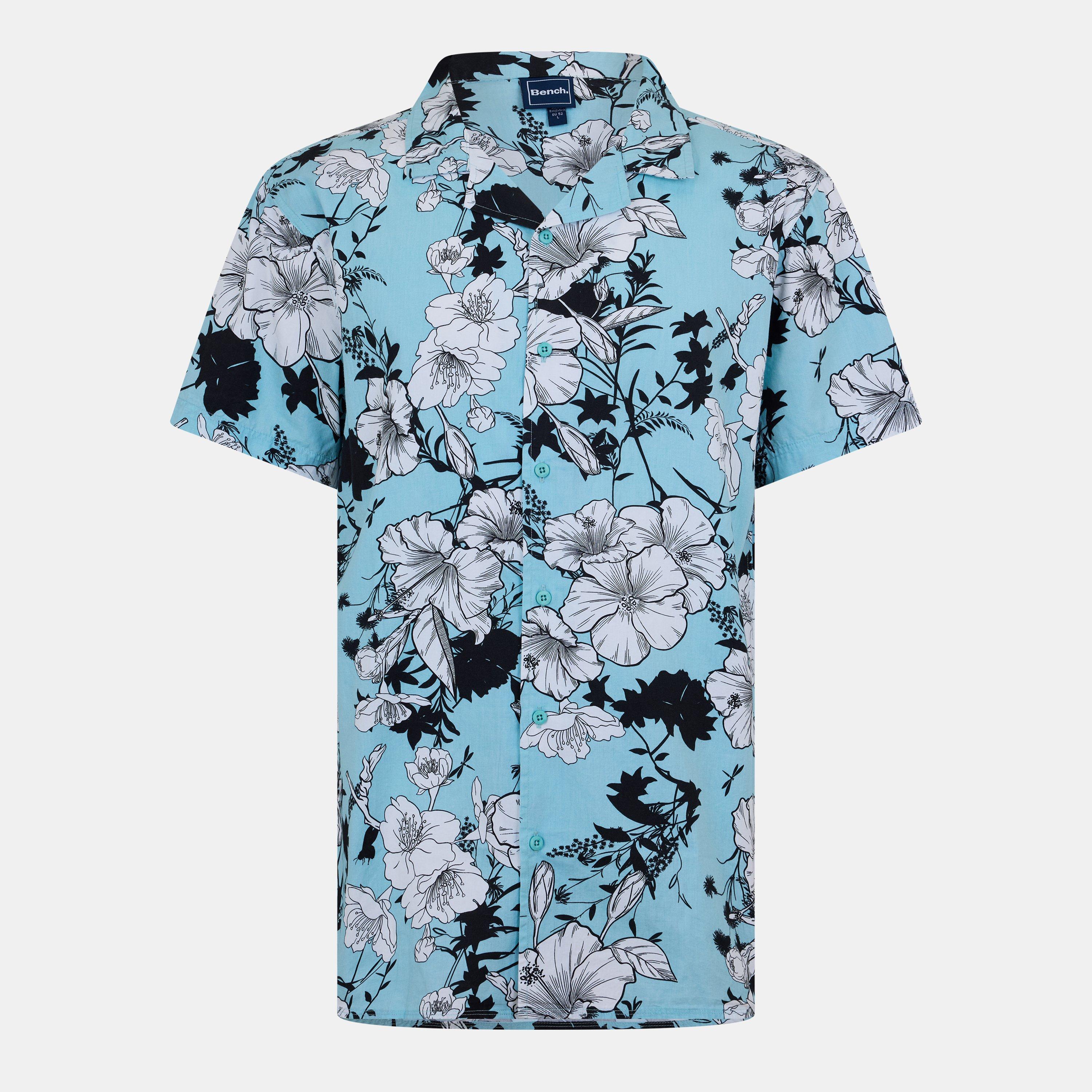 Bench Men's Short-Sleeve Patterned Shirt - Sky - Large
