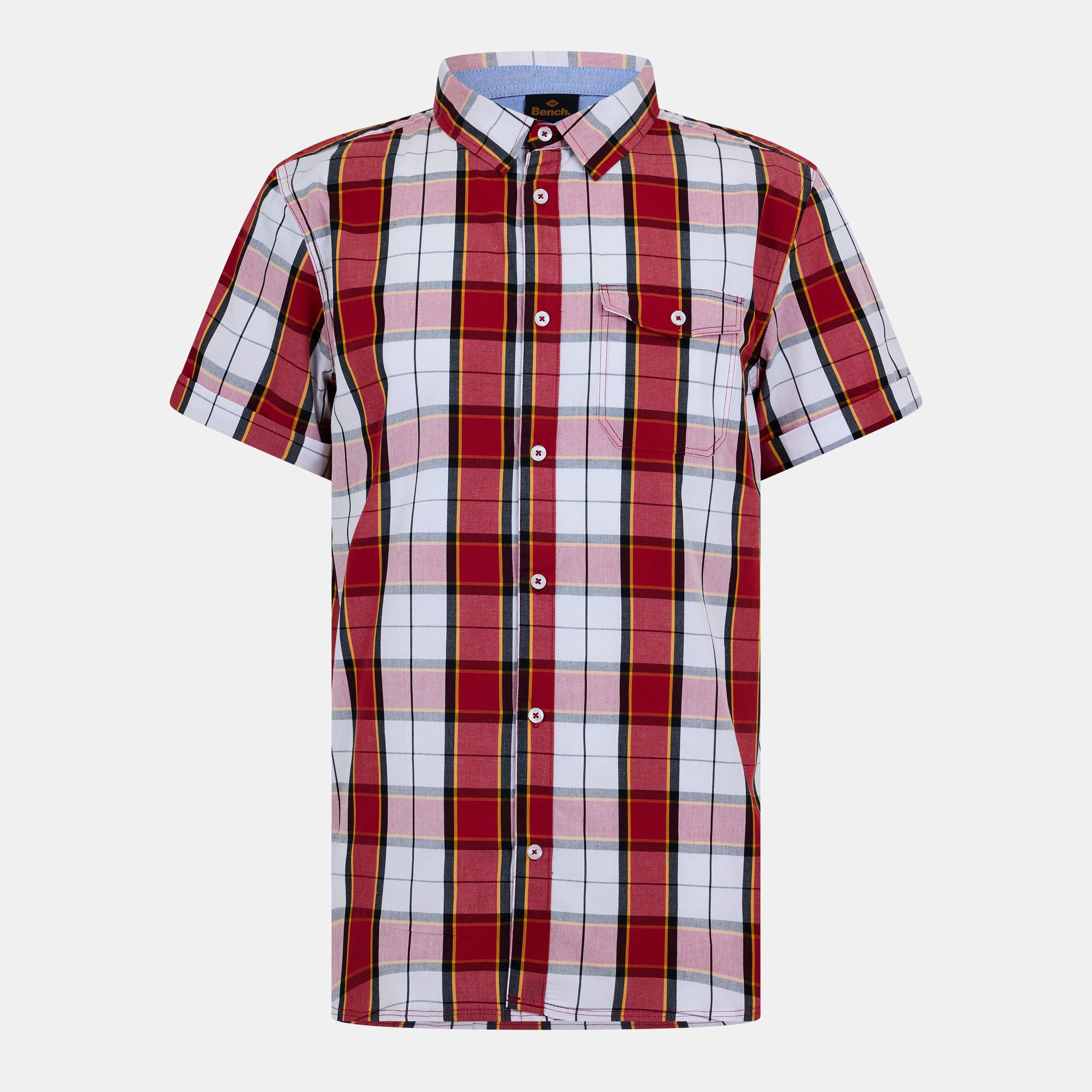 Bench Men's Short-Sleeve Patterned Shirt - White/Red - Large