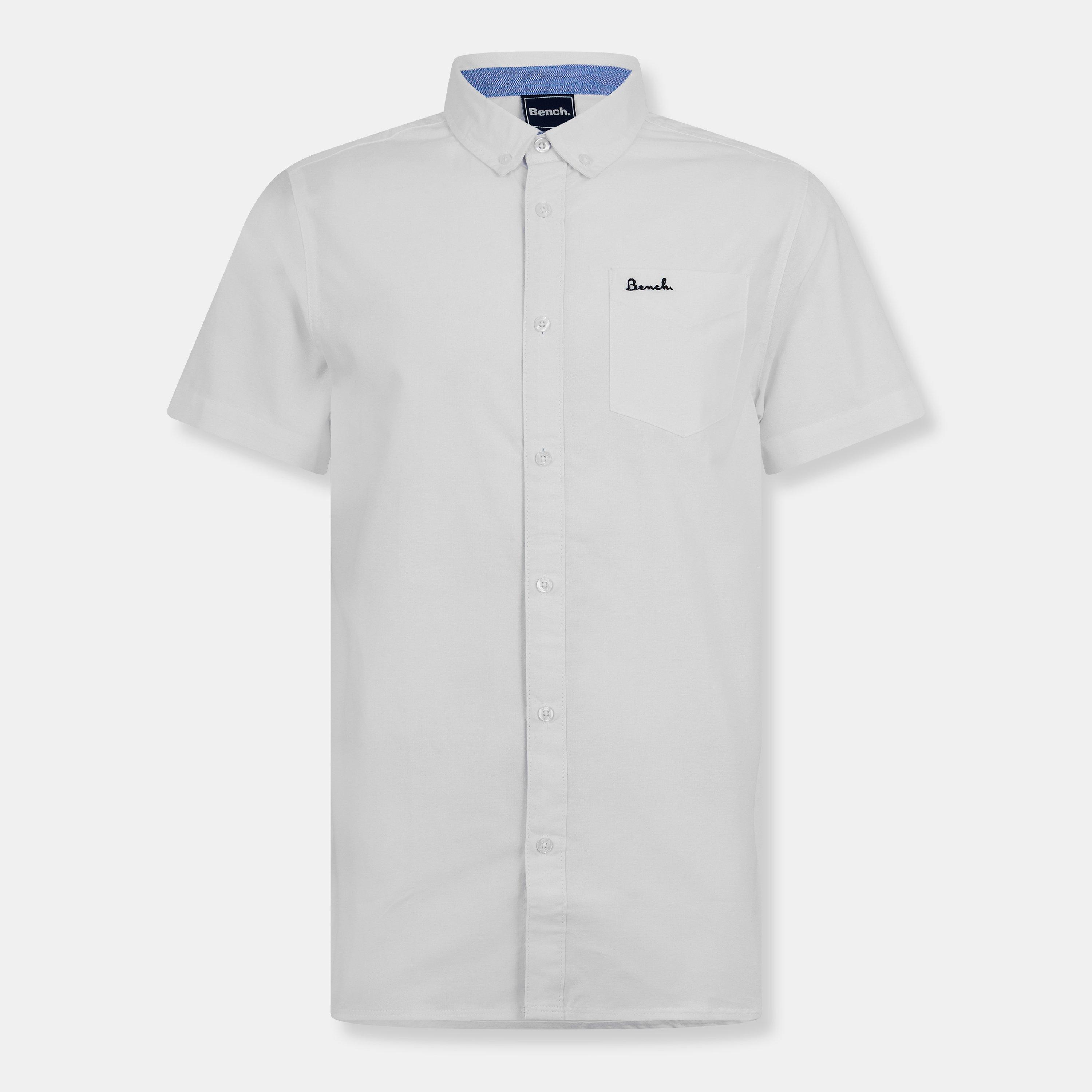 Bench Men's Short-Sleeve Plain Shirt - White - Large