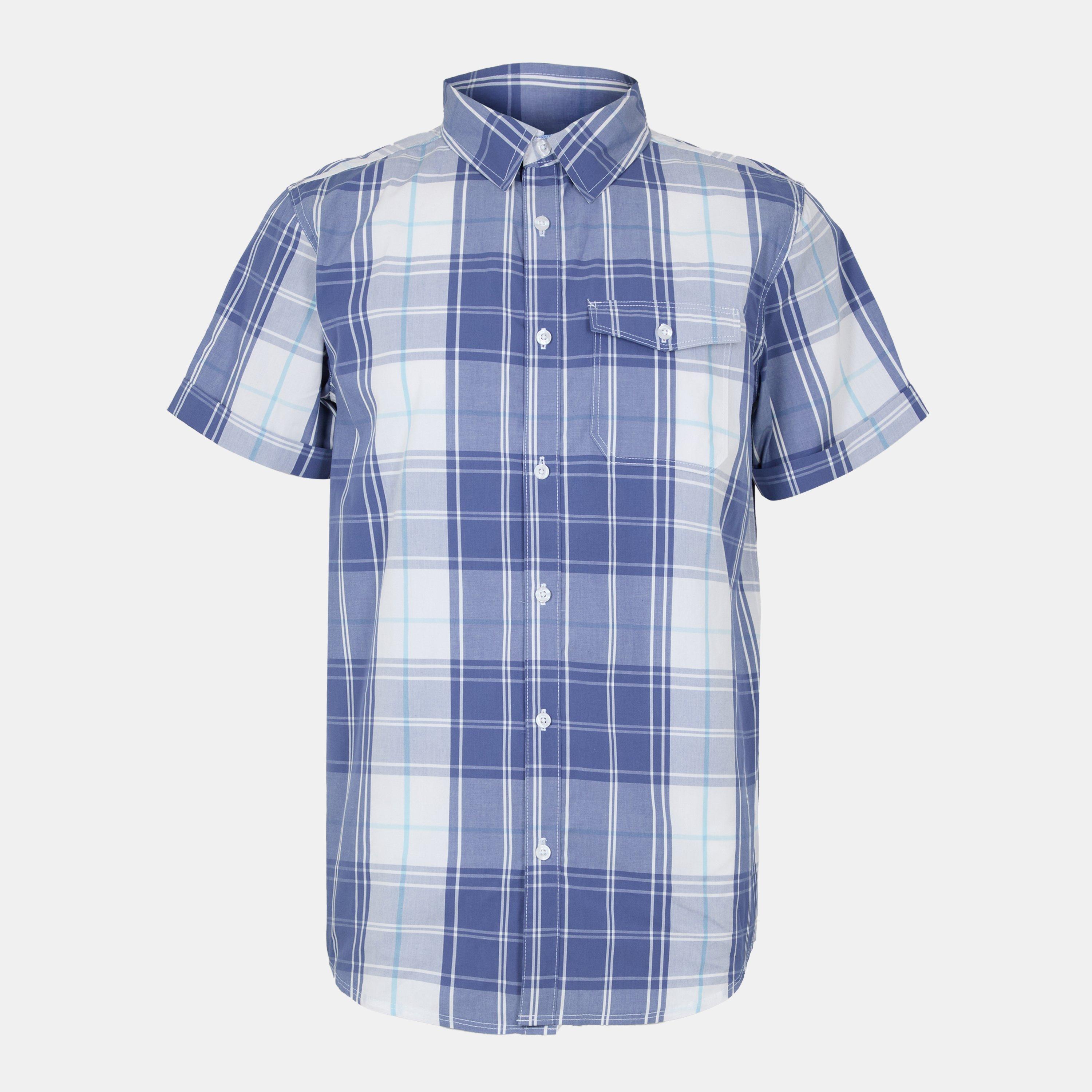 Bench Men's Short-Sleeve Patterned Shirt - White/Blue Chk - Small