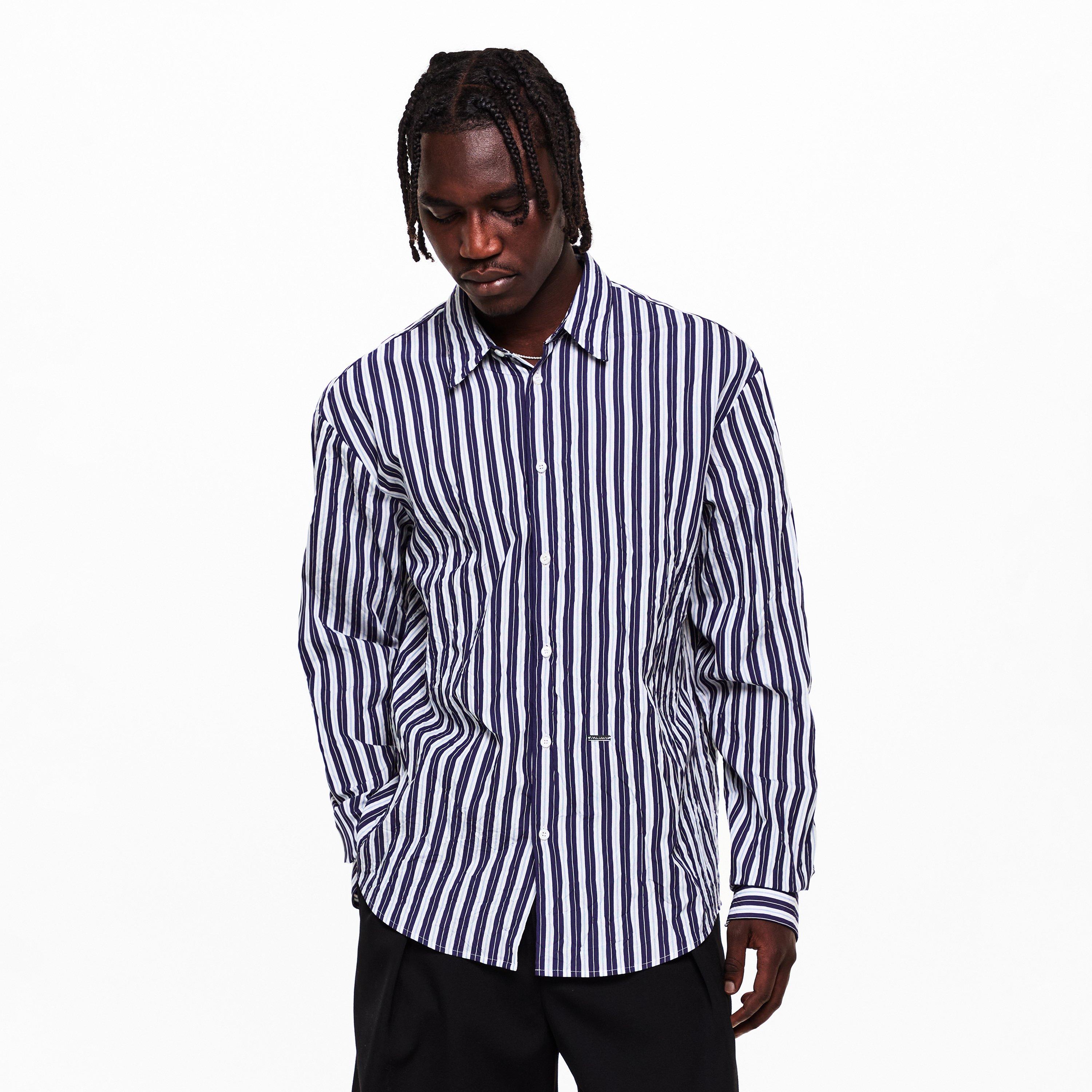 Blue/White - DSquared2 - Men's Long Sleeve Patterned Shirt - 3