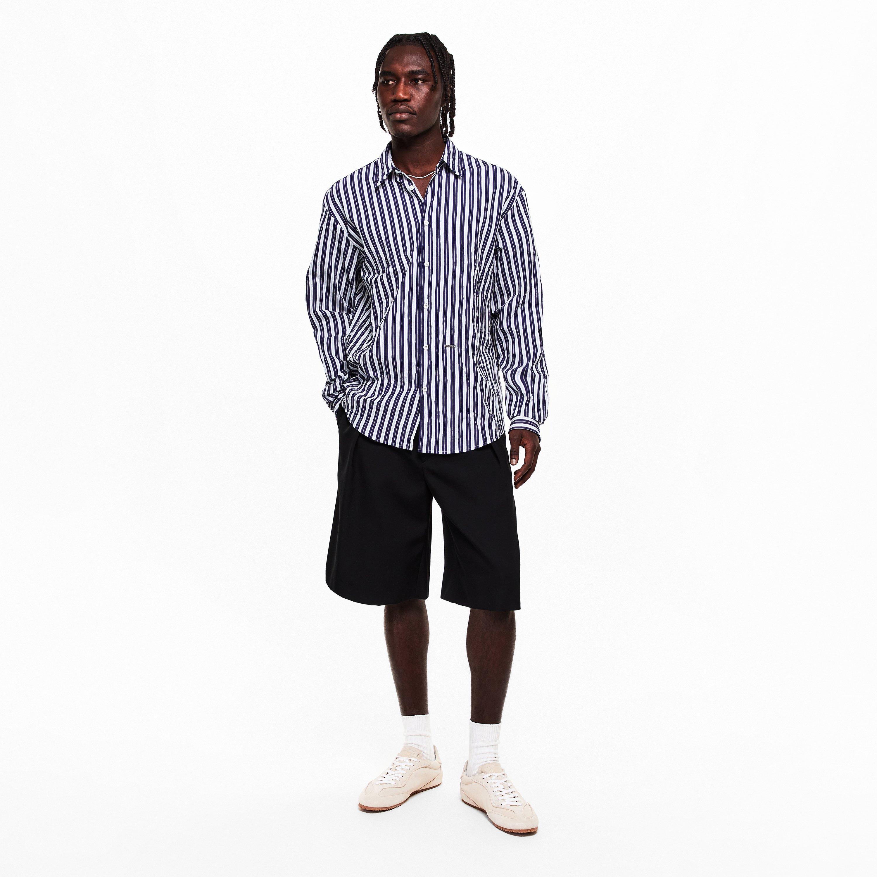 Blue/White - DSquared2 - Men's Long Sleeve Patterned Shirt - 6