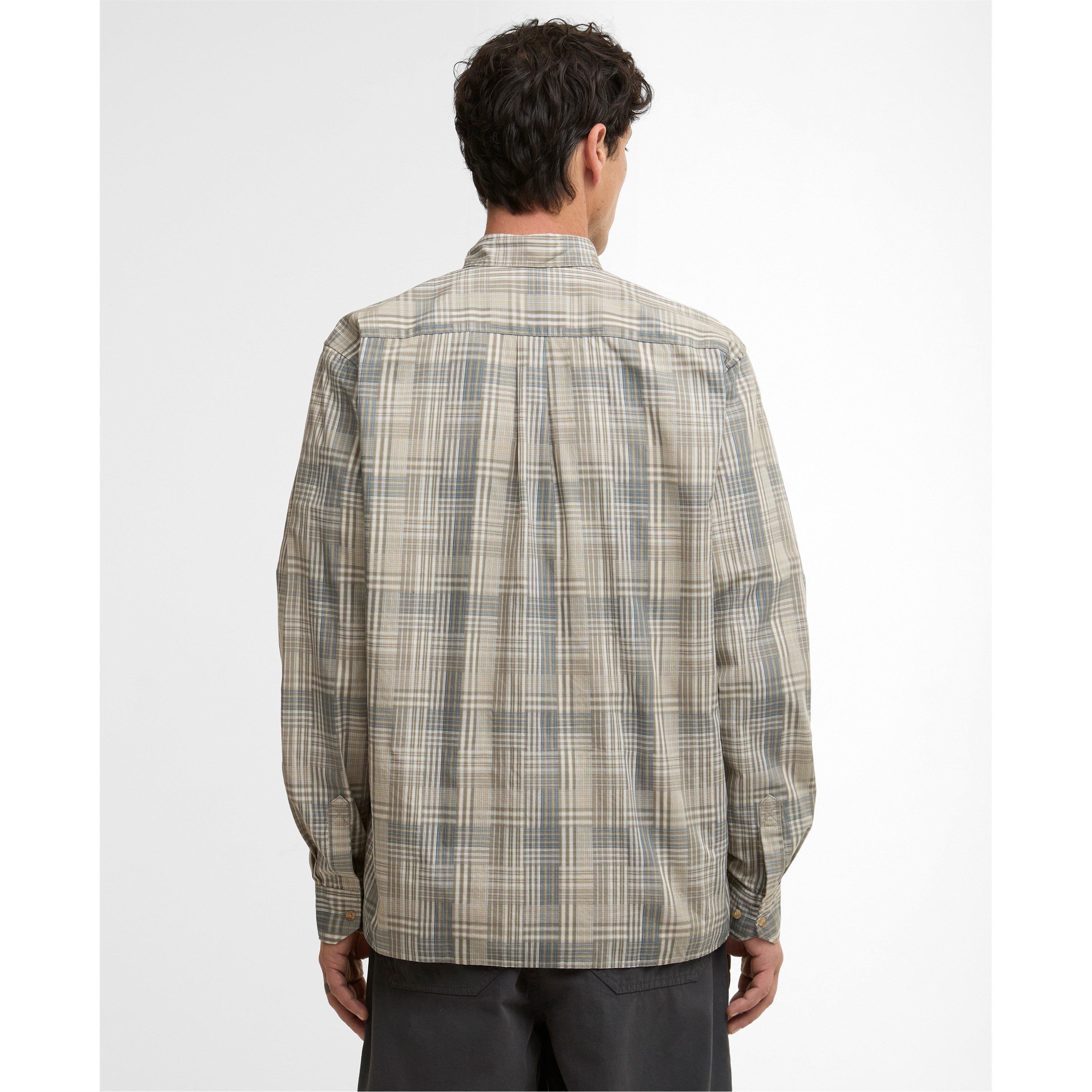Grey Olive - Barbour - Mens Barbour Maxwell Checked Patch Long-Sleeved Relaxed Shirt - 3