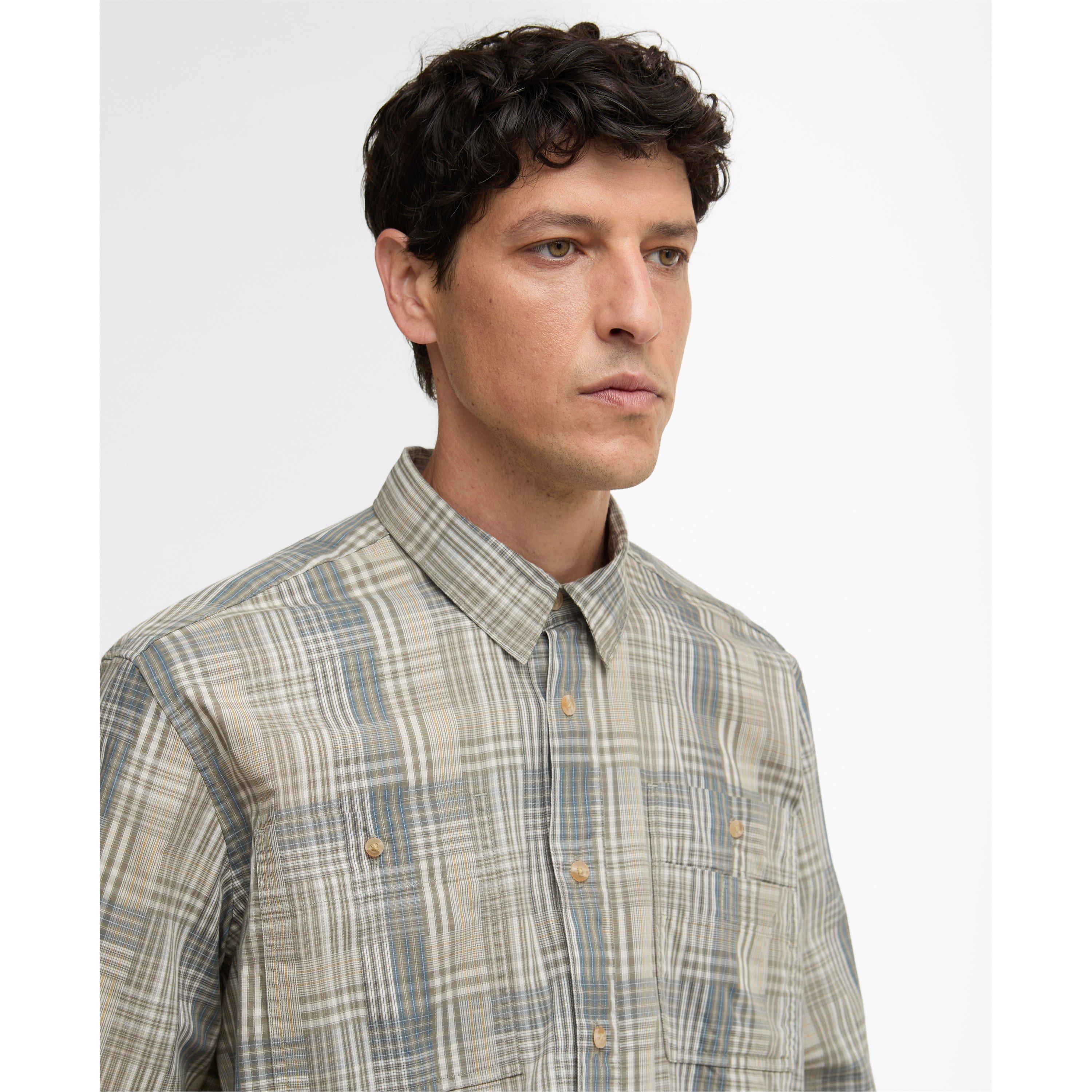 Grey Olive - Barbour - Mens Barbour Maxwell Checked Patch Long-Sleeved Relaxed Shirt - 4