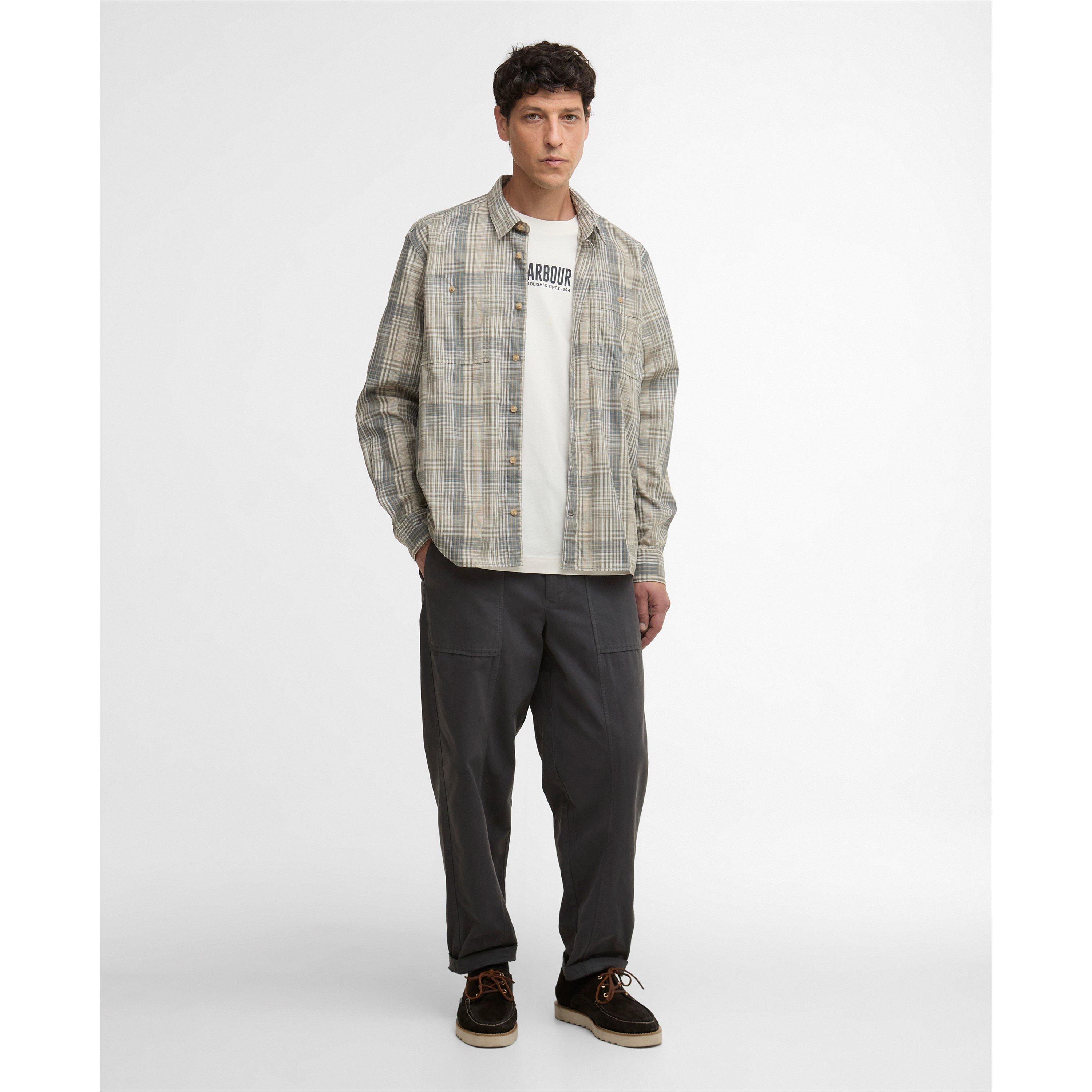 Grey Olive - Barbour - Mens Barbour Maxwell Checked Patch Long-Sleeved Relaxed Shirt - 5