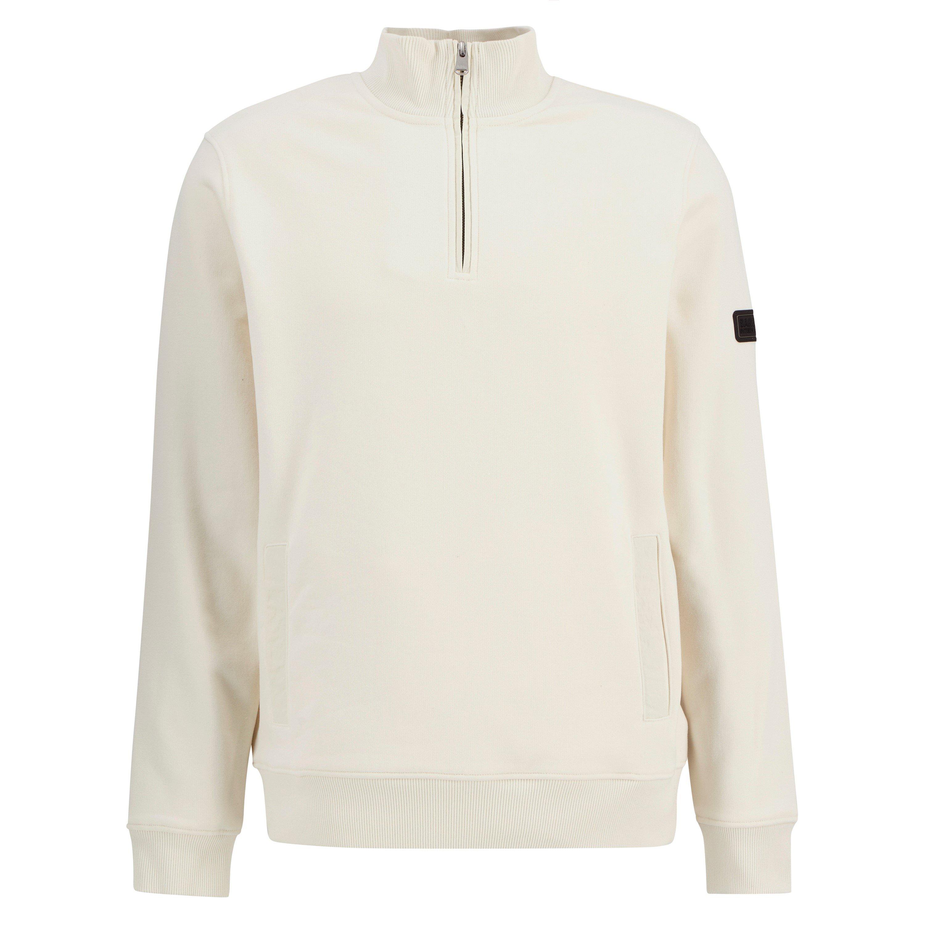 Barbour International Men's Ehan Half Zip Cotton Long Sleeve Sweatshirt - Whisper White - 2XL