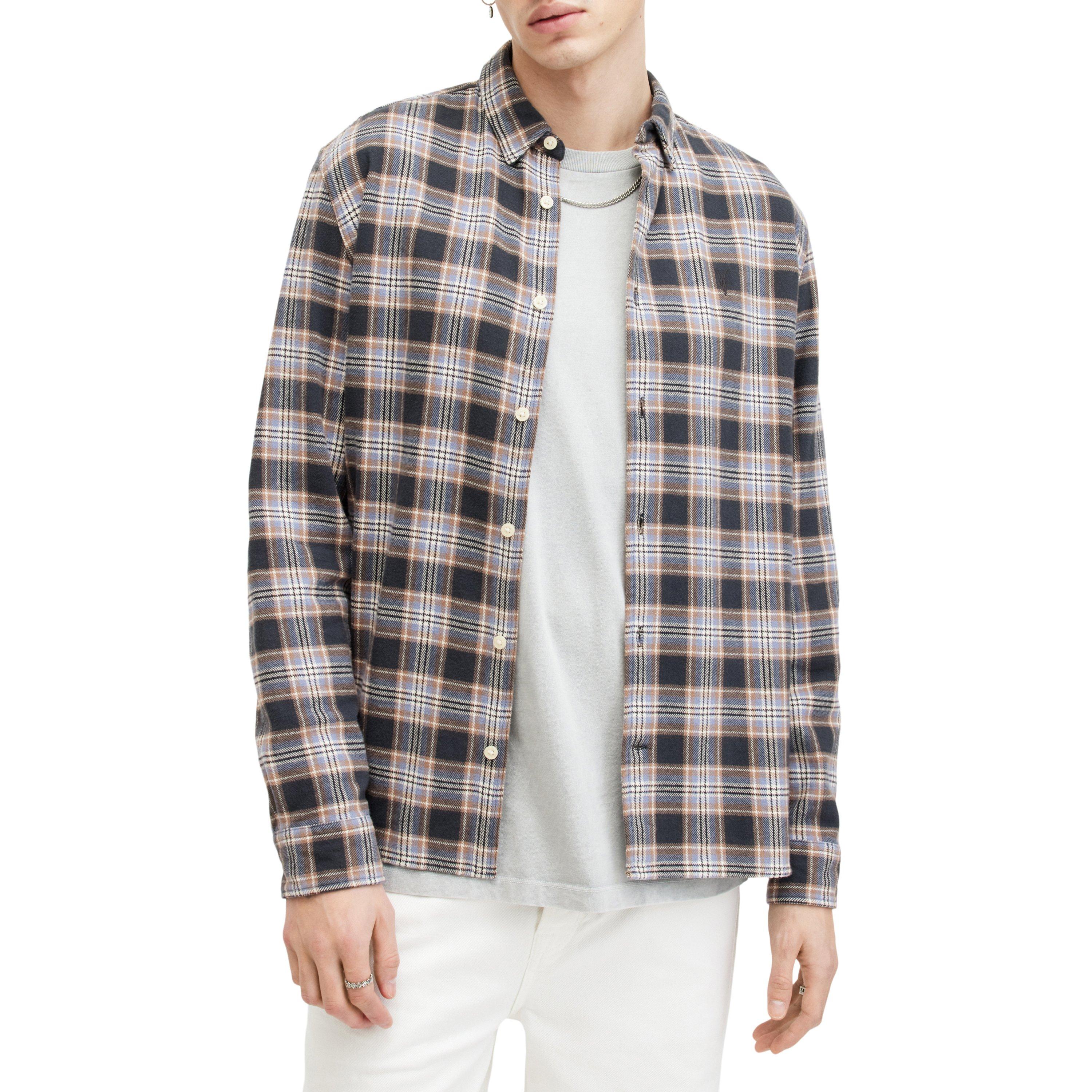 Marine Blue - AllSaints - Men's Ventana Long-Sleeve Patterned Shirt - 2