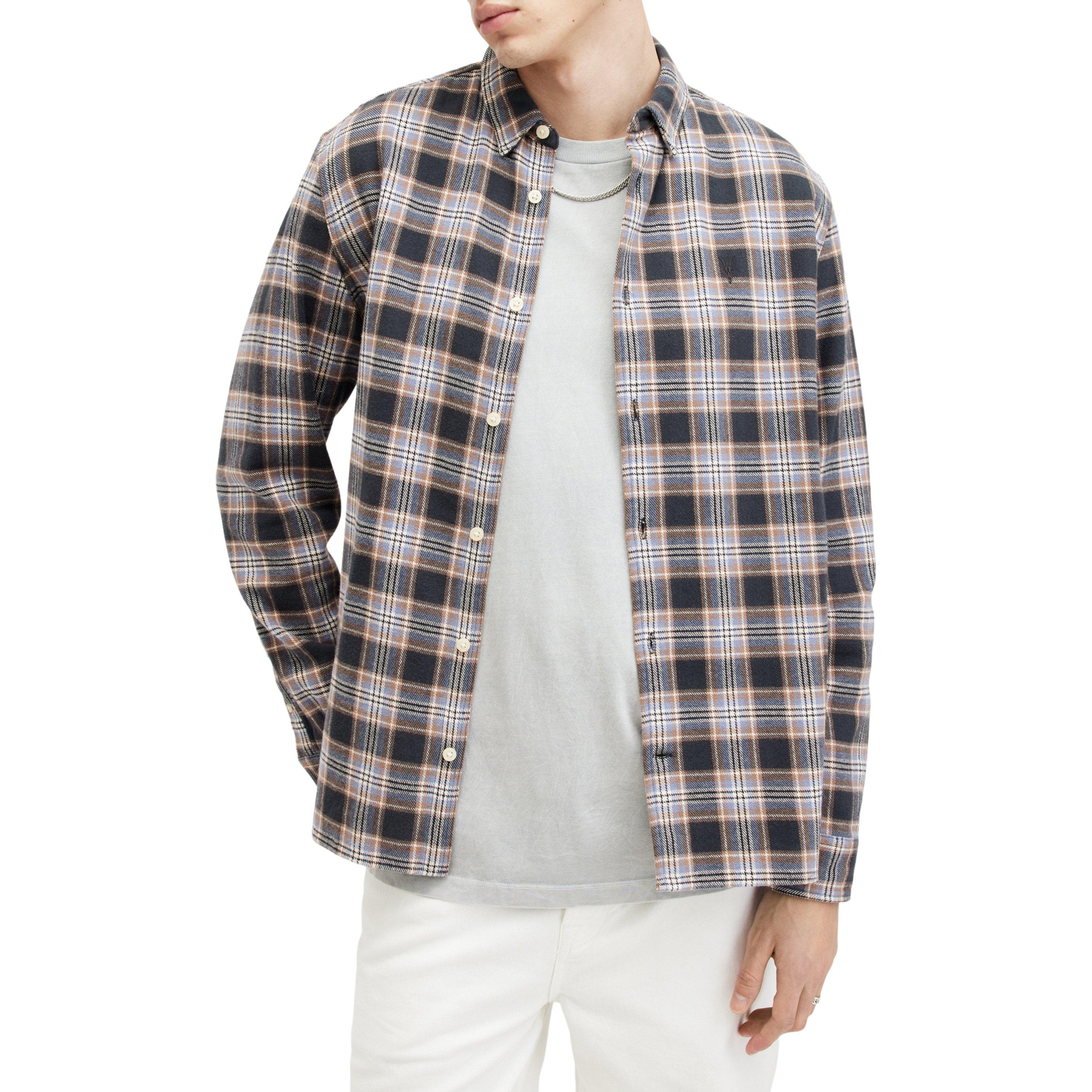 Marine Blue - AllSaints - Men's Ventana Long-Sleeve Patterned Shirt - 3