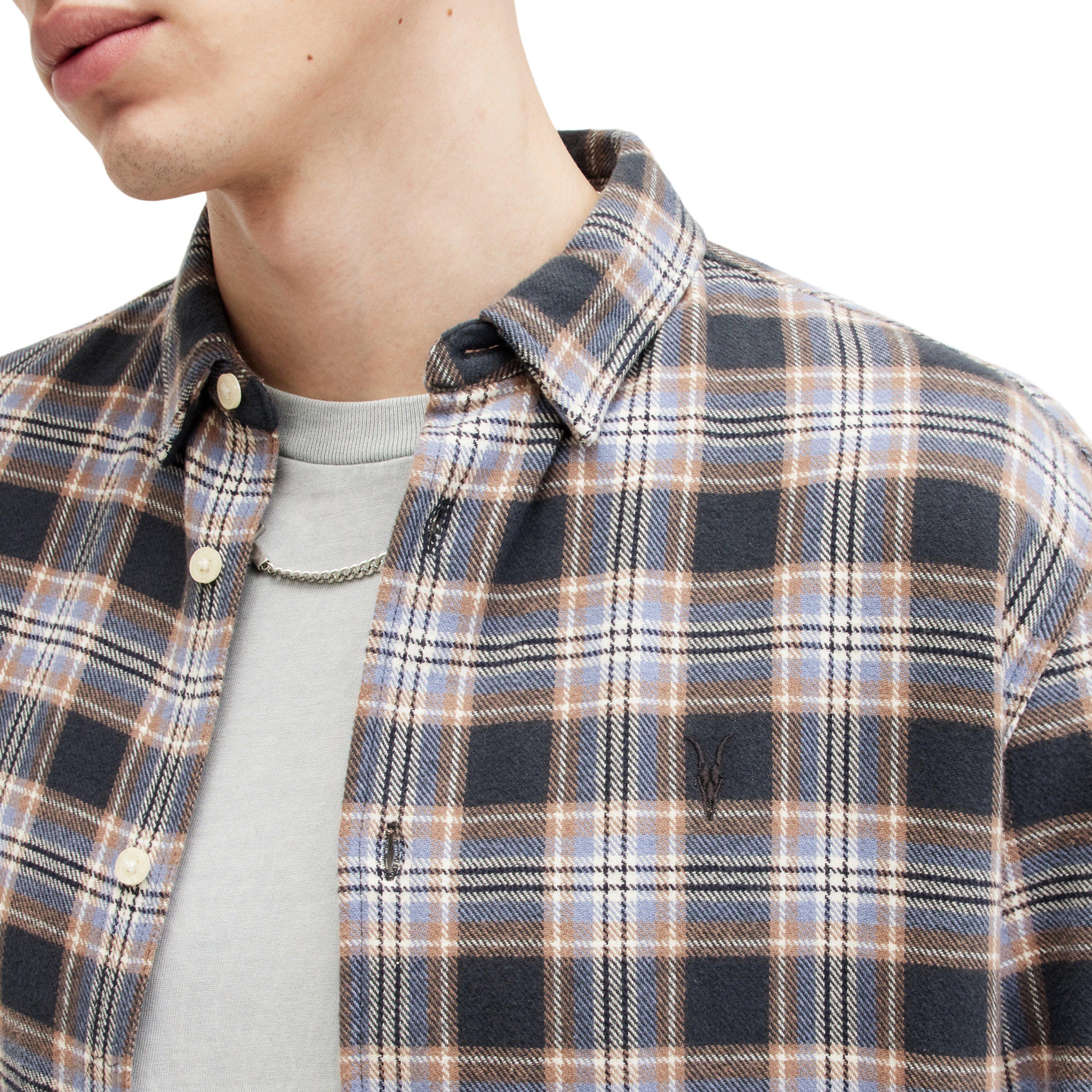 Marine Blue - AllSaints - Men's Ventana Long-Sleeve Patterned Shirt - 5