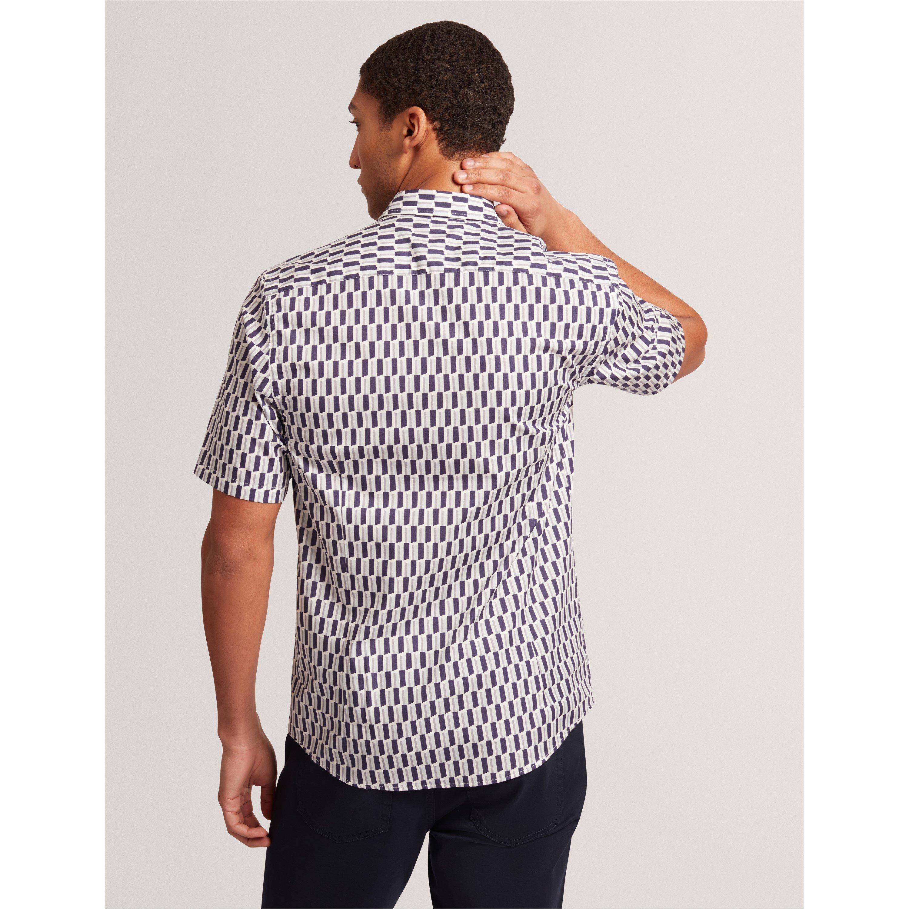 Marine - Ted Baker - Men's Long-Sleeve Patterned Shirt - 3