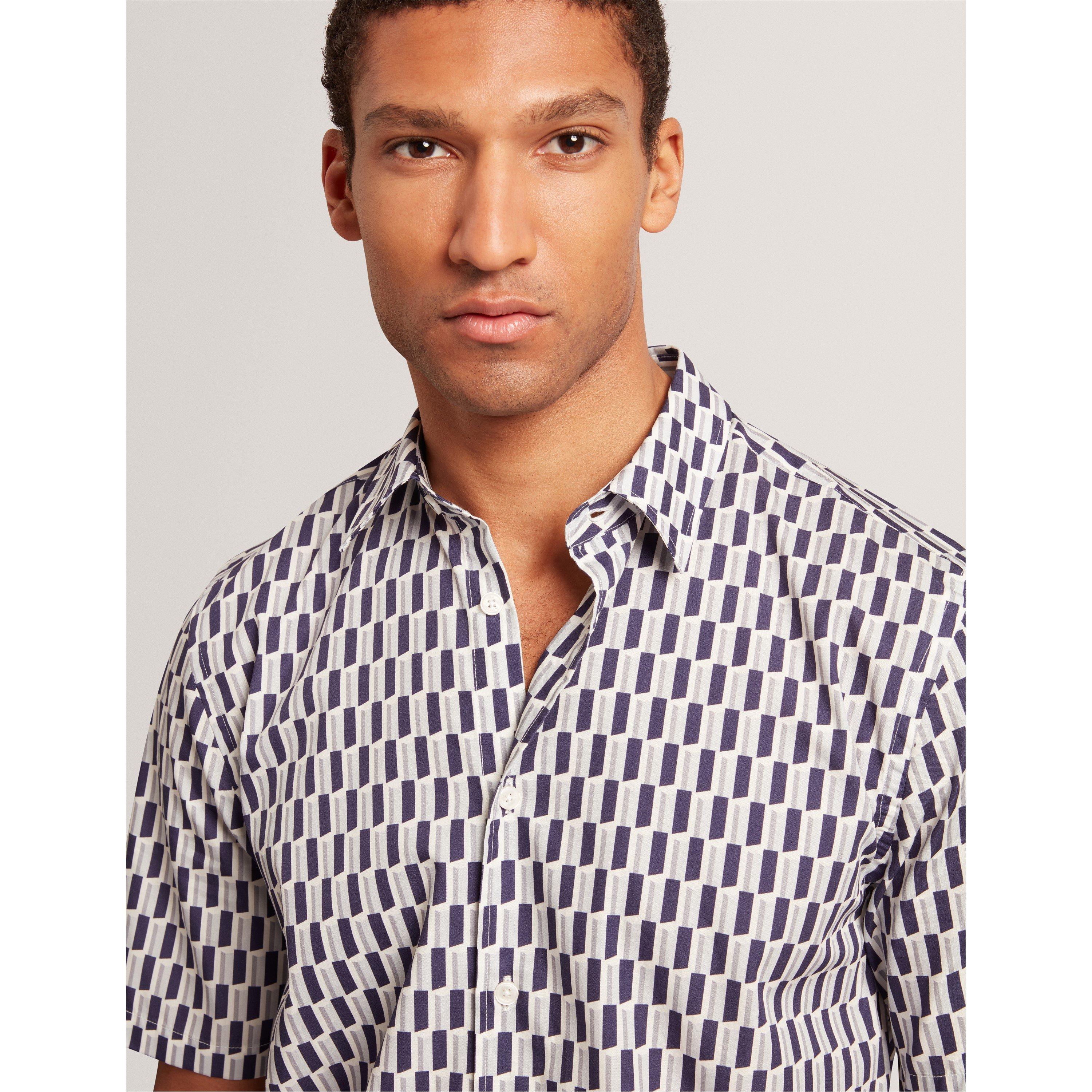 Marine - Ted Baker - Men's Long-Sleeve Patterned Shirt - 4