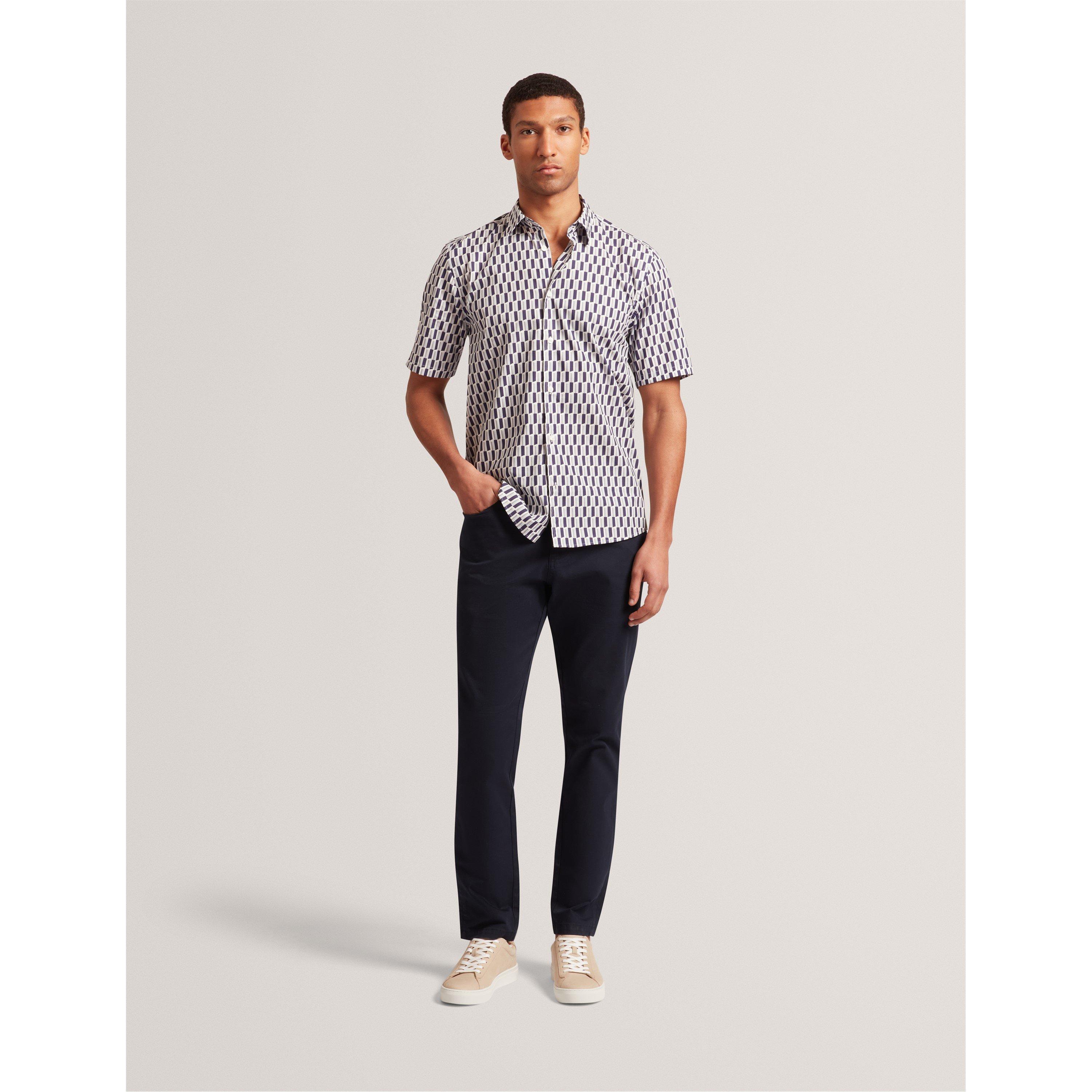 Marine - Ted Baker - Men's Long-Sleeve Patterned Shirt - 5