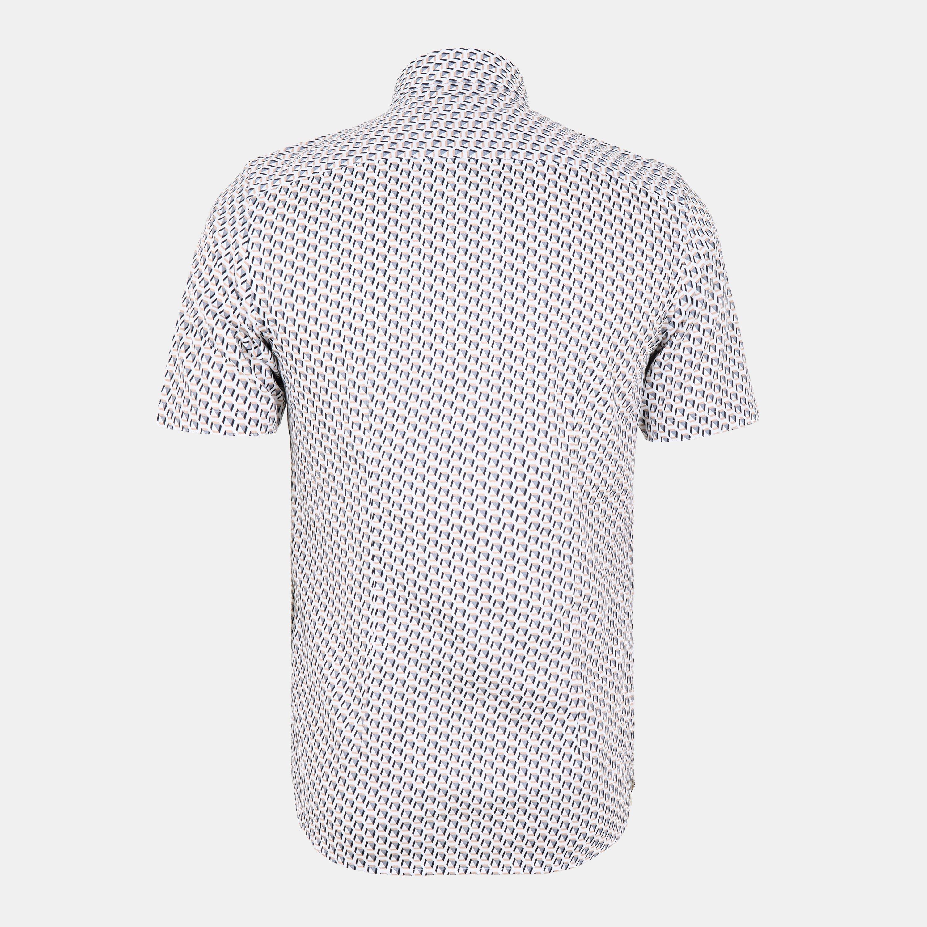 Taupe - Ted Baker - Men's Geo Short-Sleeve Patterned Shirt - 2
