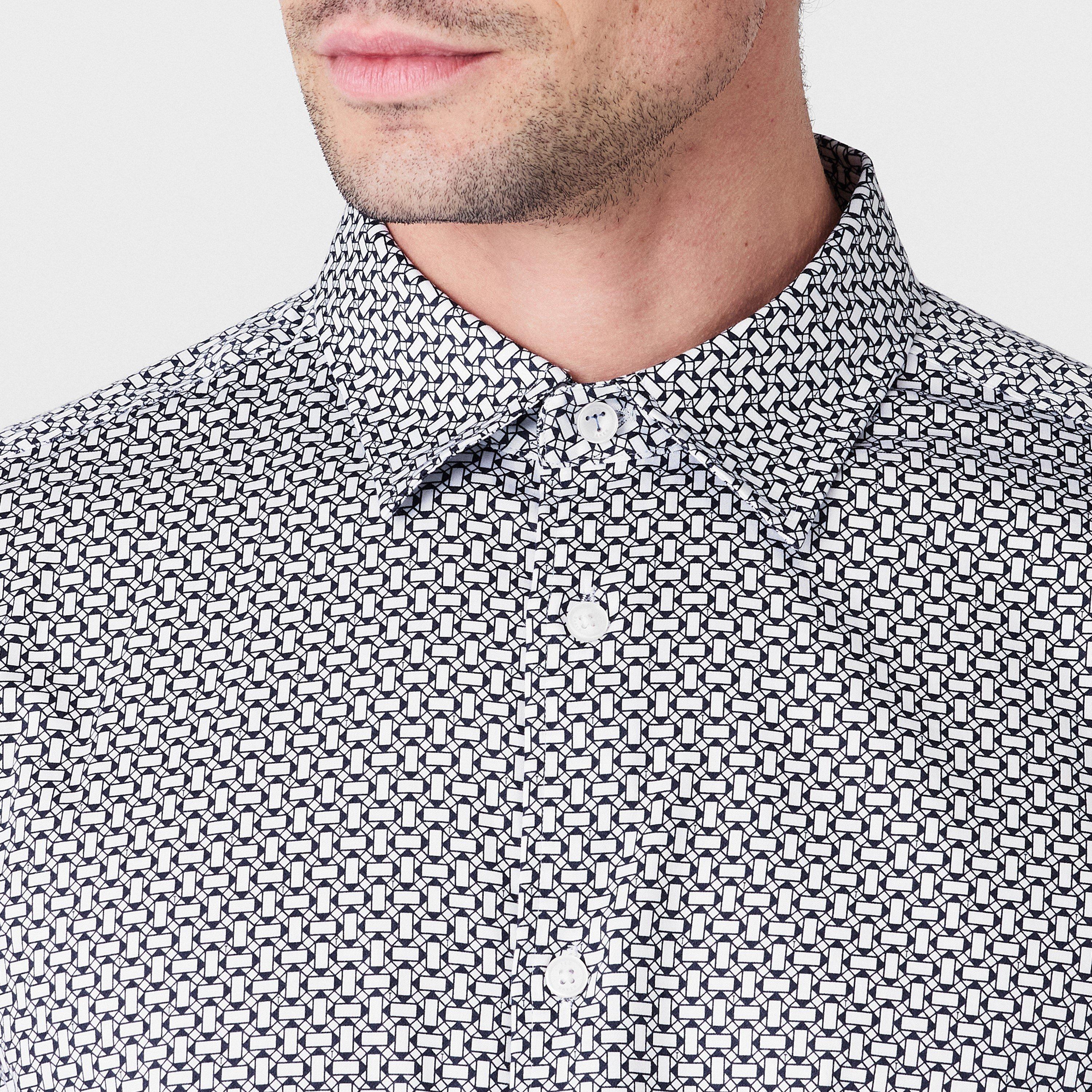 Blu navy - Ted Baker - Men's Long-Sleeve Geo Patterned Shirt - 5