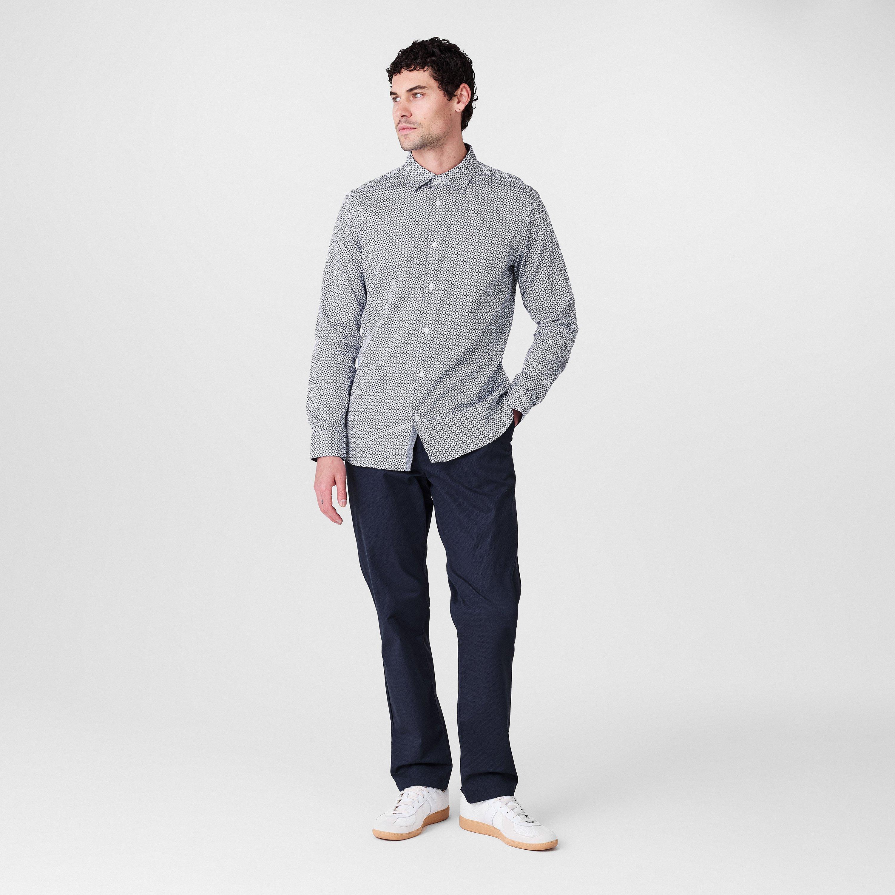 Blu navy - Ted Baker - Men's Long-Sleeve Geo Patterned Shirt - 6