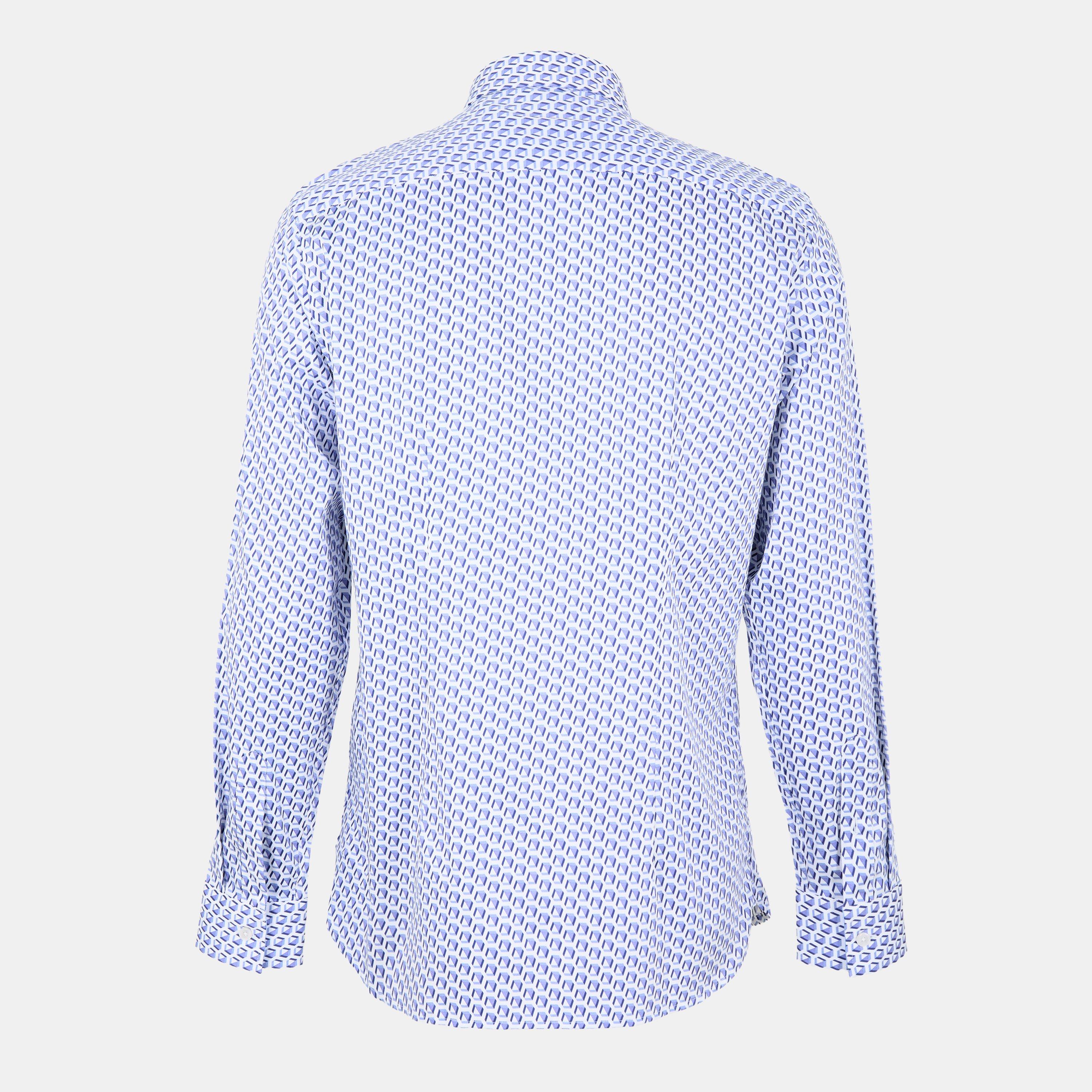 Blue - Ted Baker - Men's Geo Short-Sleeve Patterned Shirt - 2