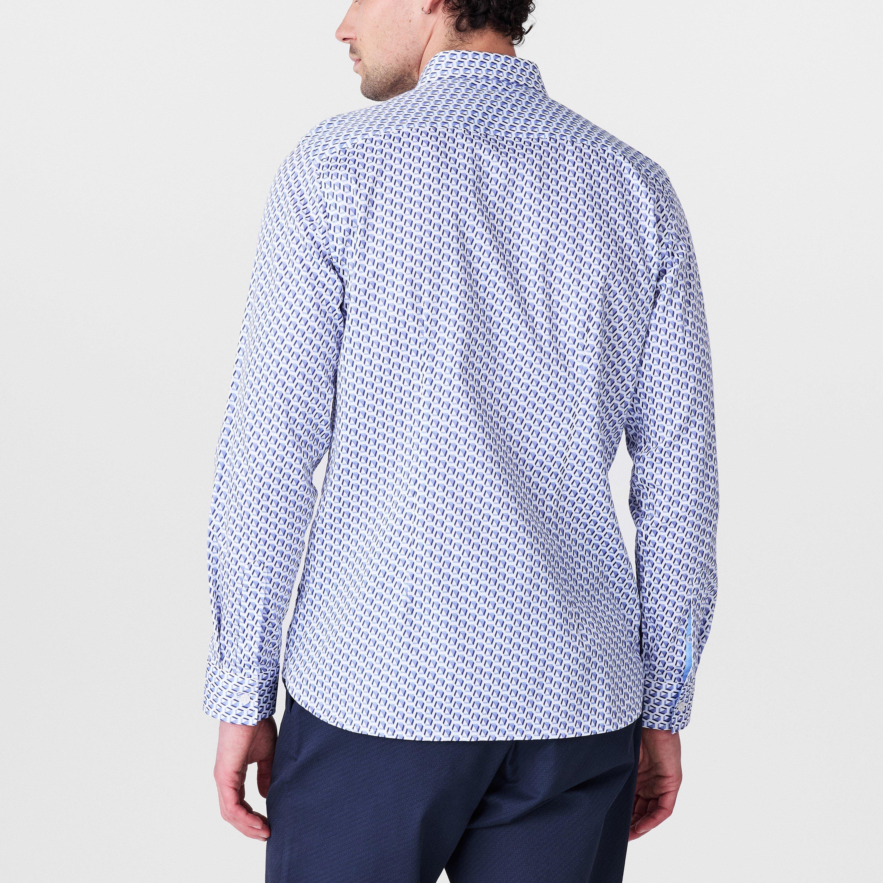 Blue - Ted Baker - Men's Geo Short-Sleeve Patterned Shirt - 4