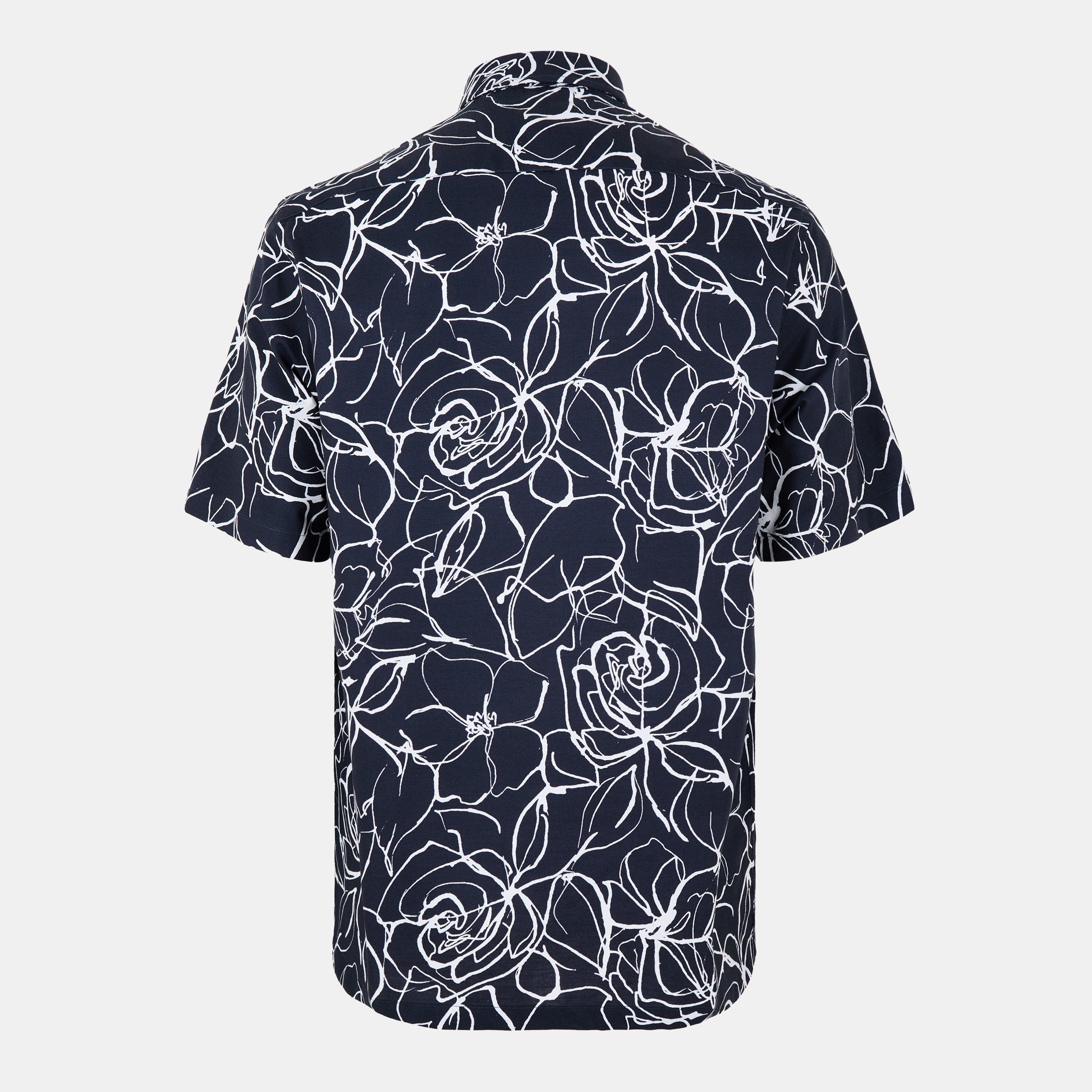 Azul Marinho - Ted Baker - Men's Short-Sleeve Patterned Shirt - 2