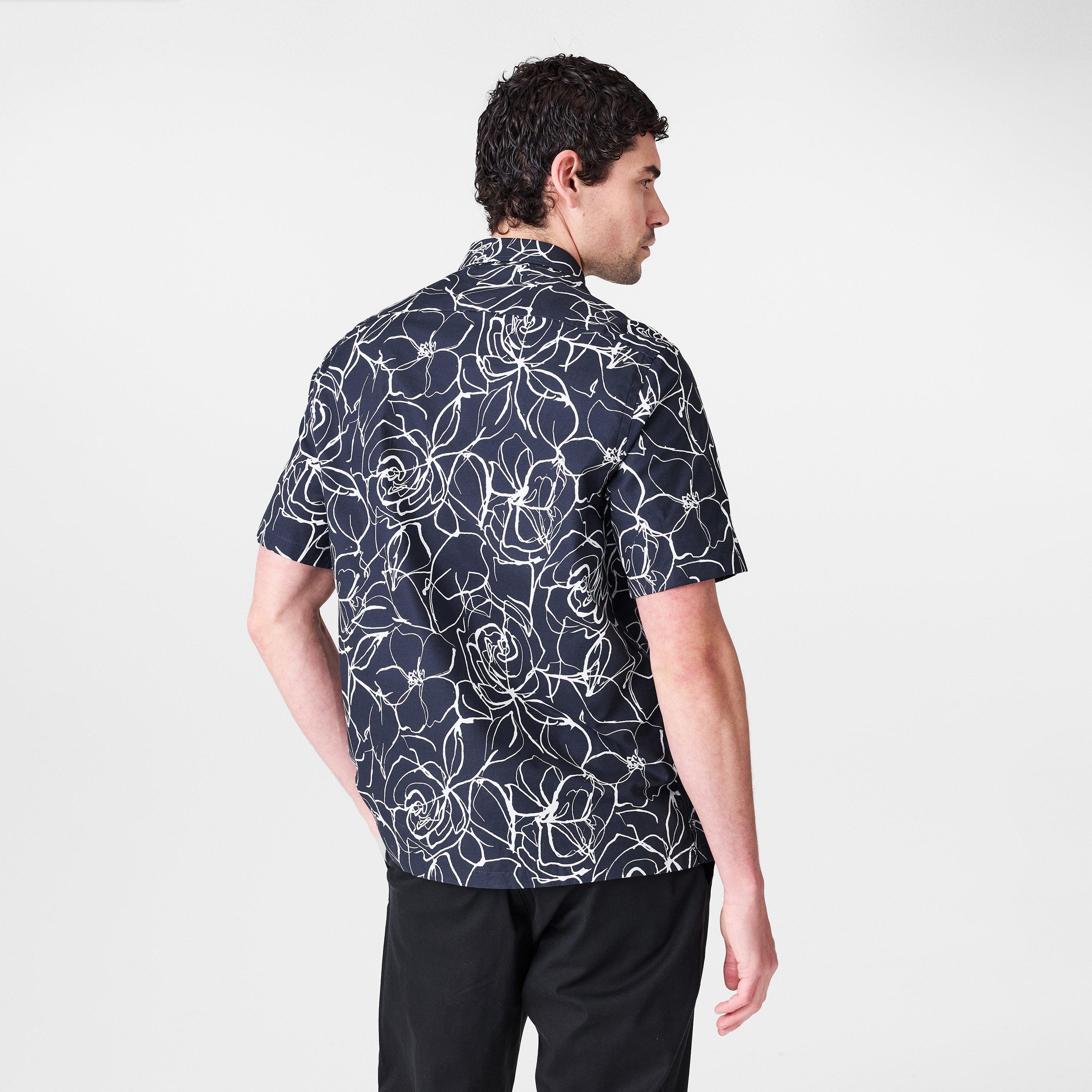 Azul Marinho - Ted Baker - Men's Short-Sleeve Patterned Shirt - 4