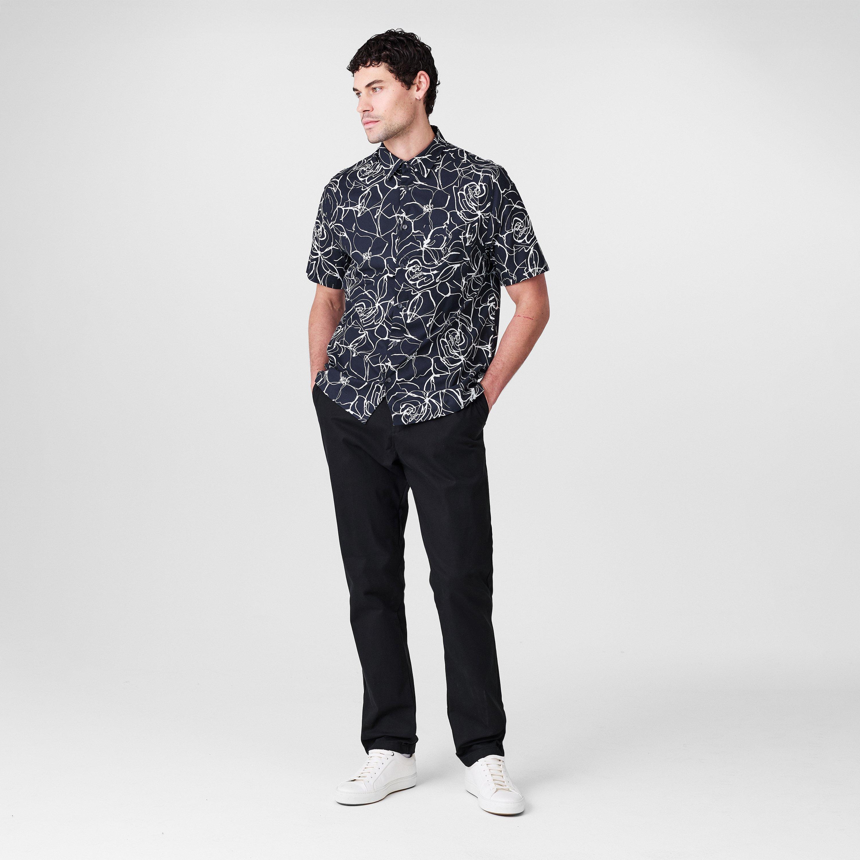 Azul Marinho - Ted Baker - Men's Short-Sleeve Patterned Shirt - 6