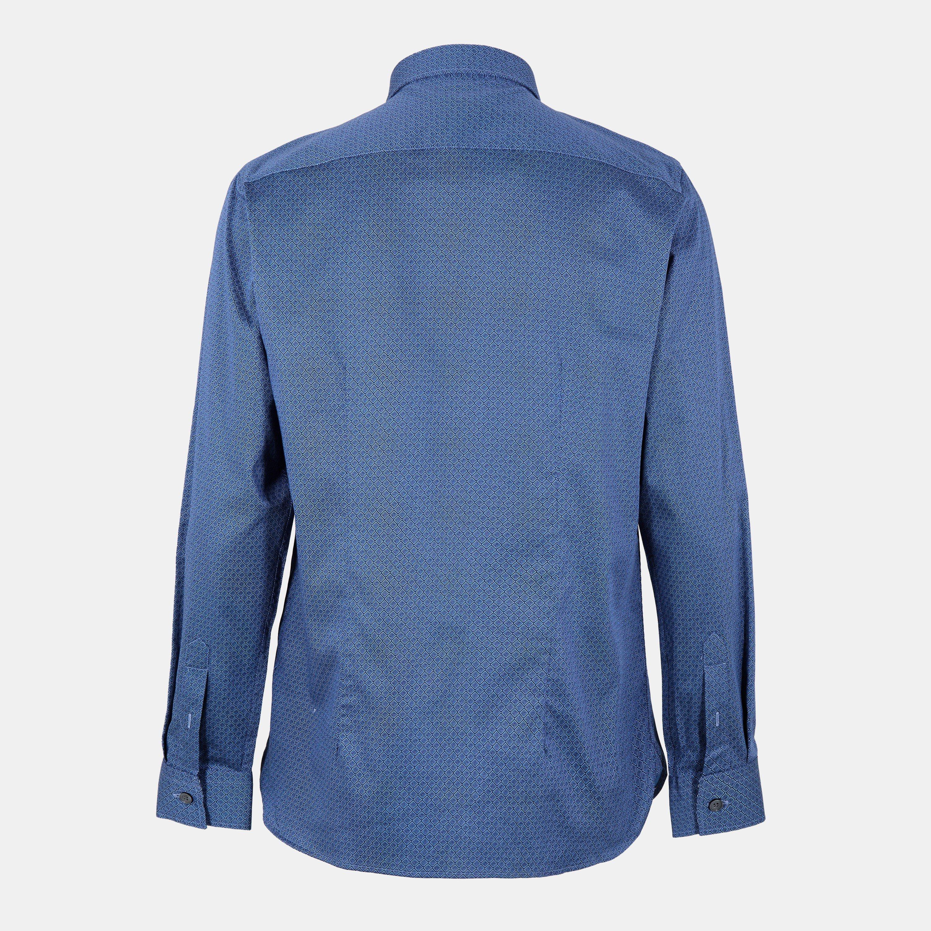 Dk-Blue - Ted Baker - Men's Geo Long-Sleeve Patterned Shirt - 2