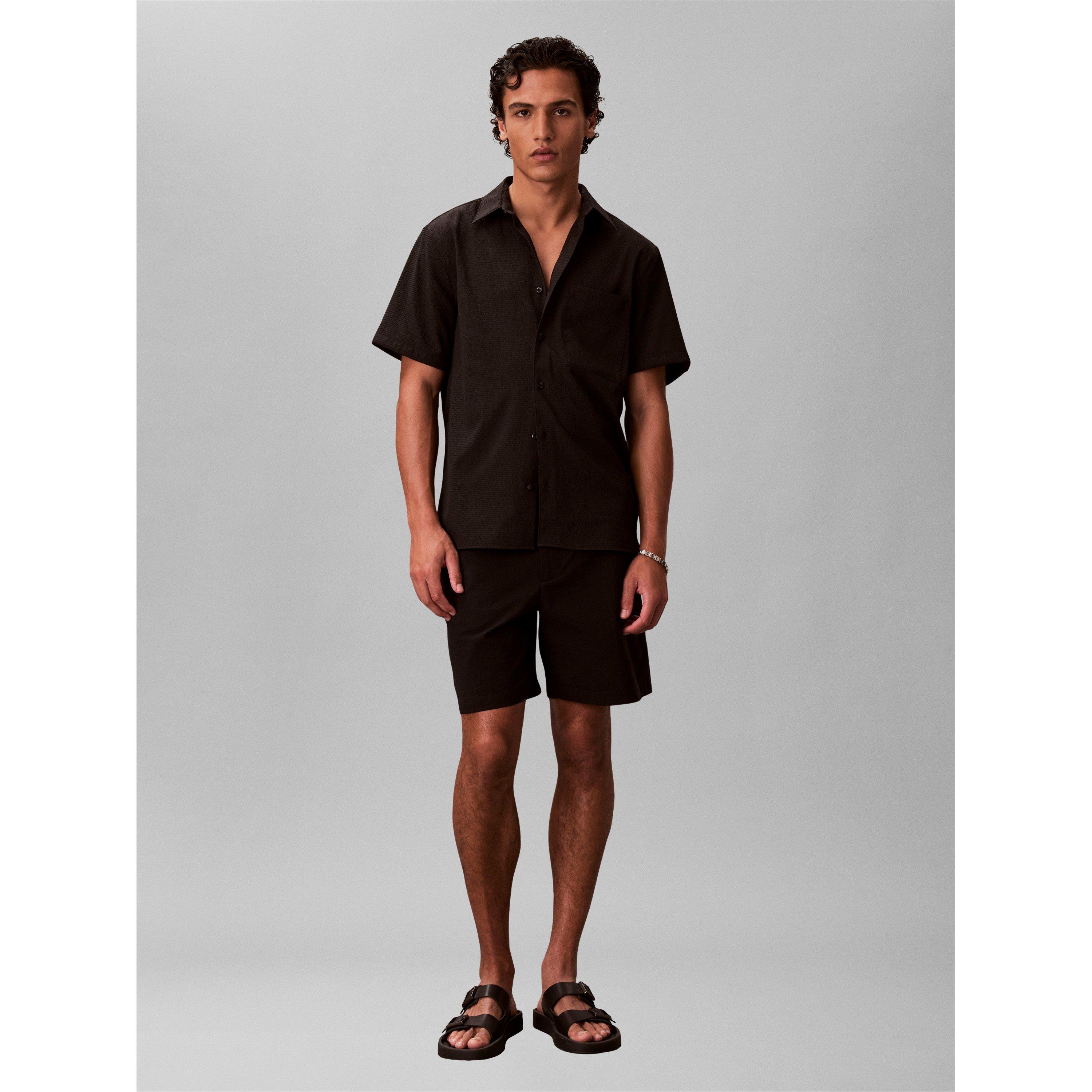 Black - Calvin Klein - Men's Short Sleeve Plain Shirt - 2