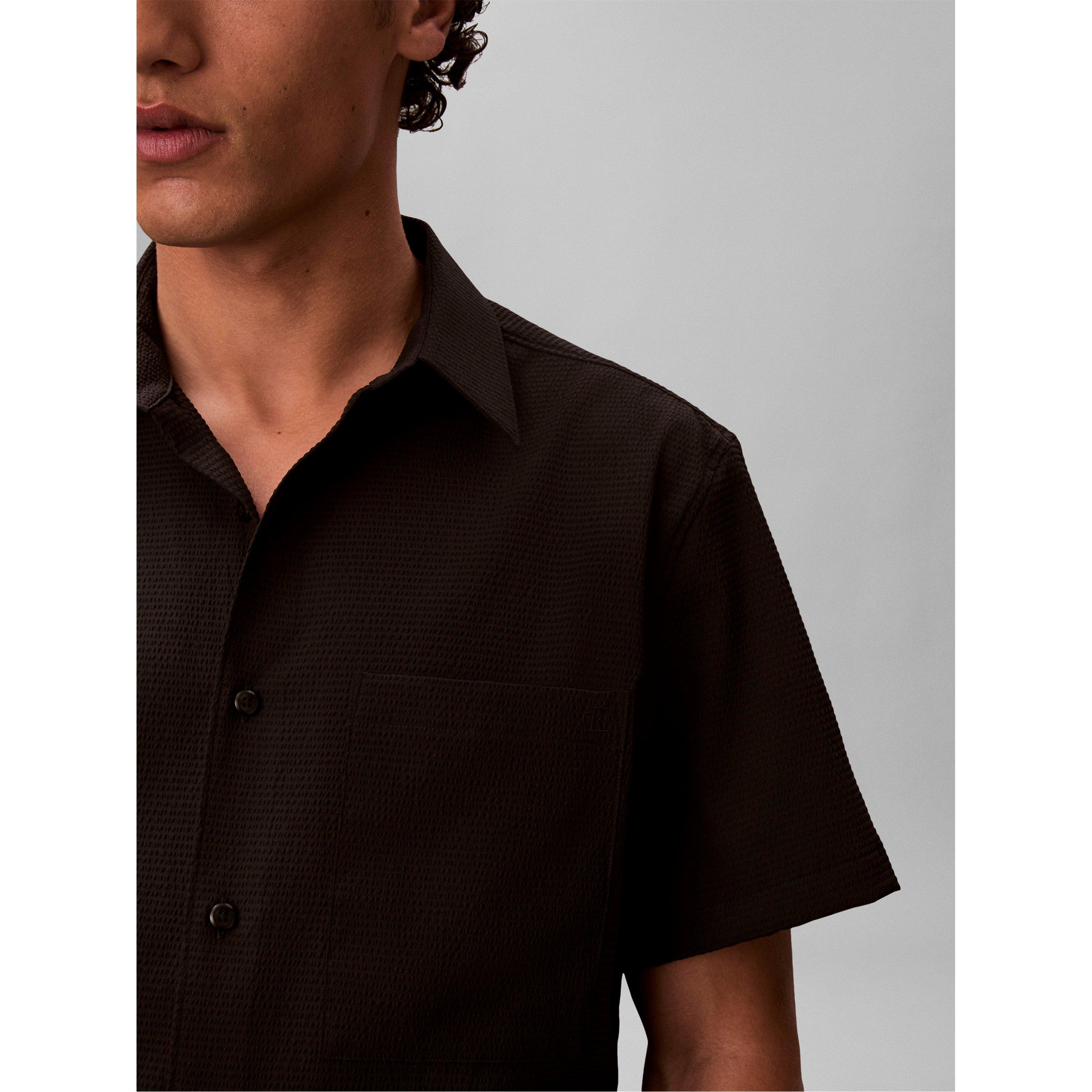 Black - Calvin Klein - Men's Short Sleeve Plain Shirt - 3