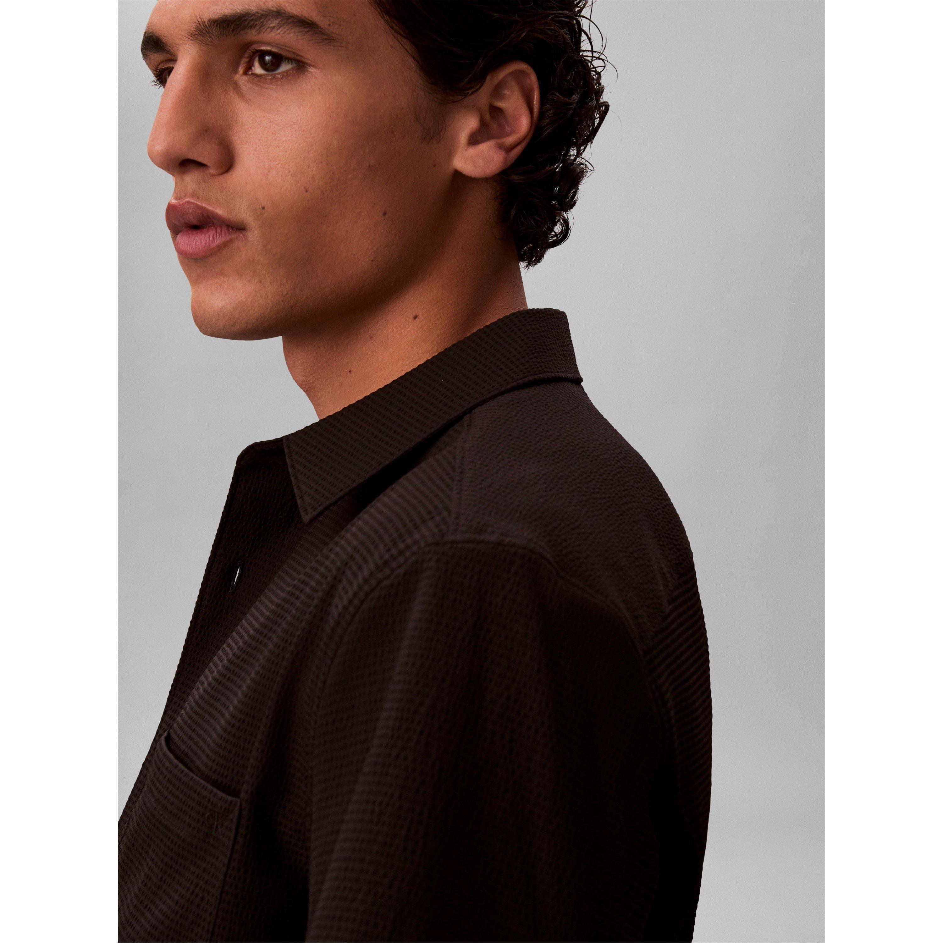 Black - Calvin Klein - Men's Short Sleeve Plain Shirt - 4