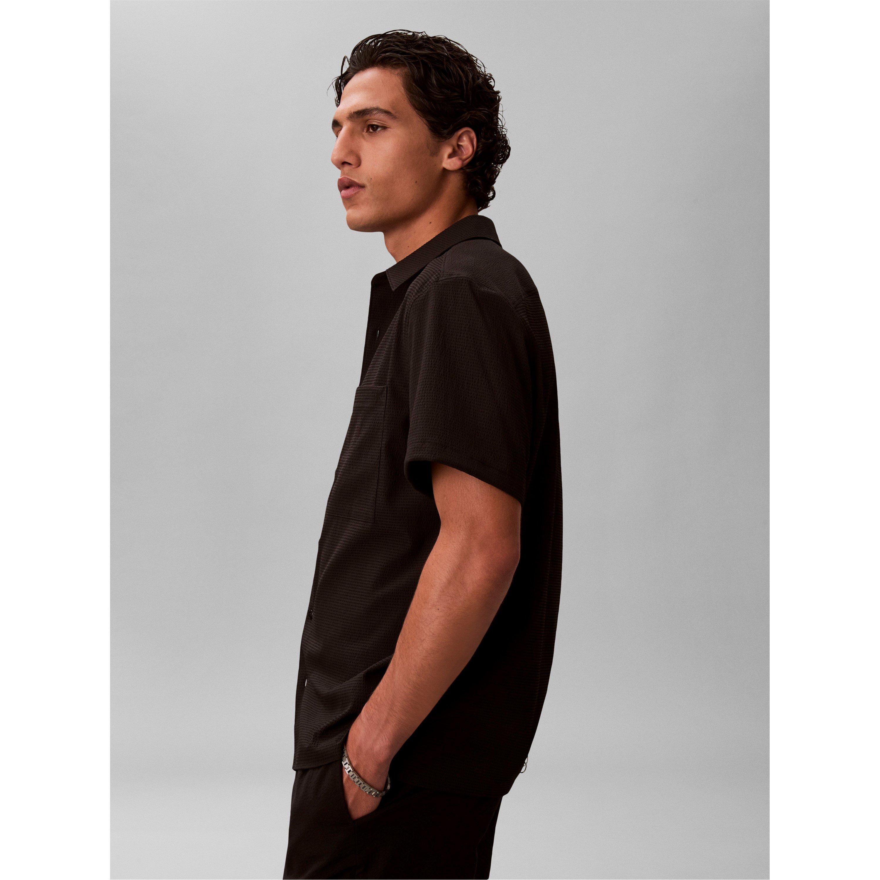 Black - Calvin Klein - Men's Short Sleeve Plain Shirt - 5