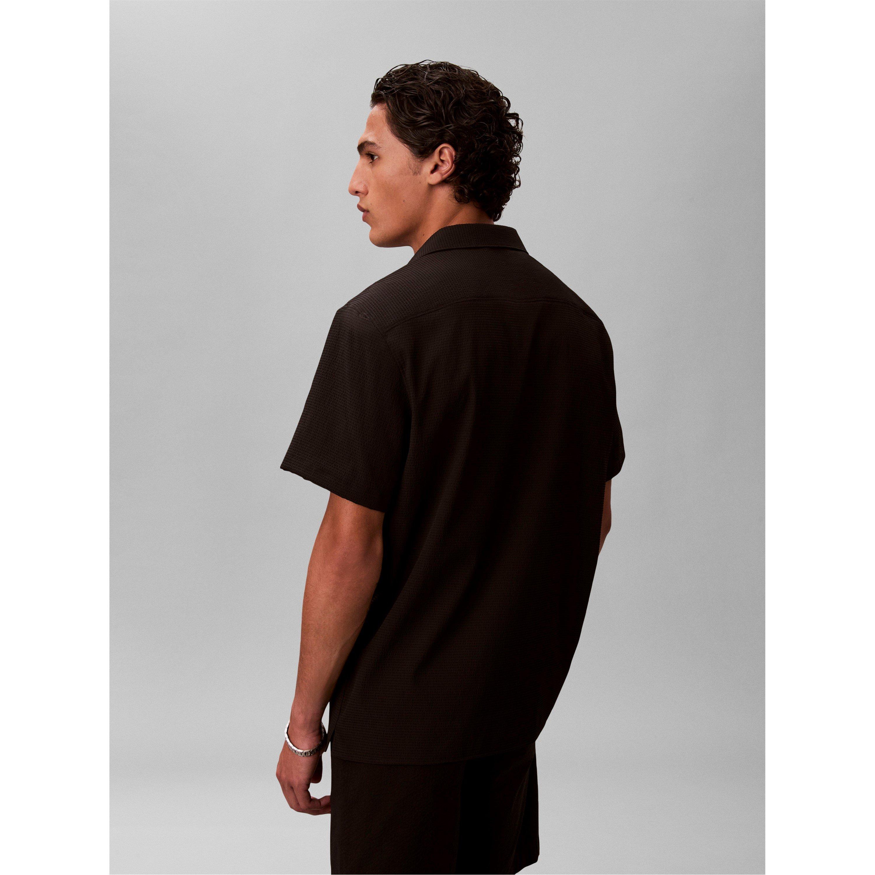 Black - Calvin Klein - Men's Short Sleeve Plain Shirt - 6