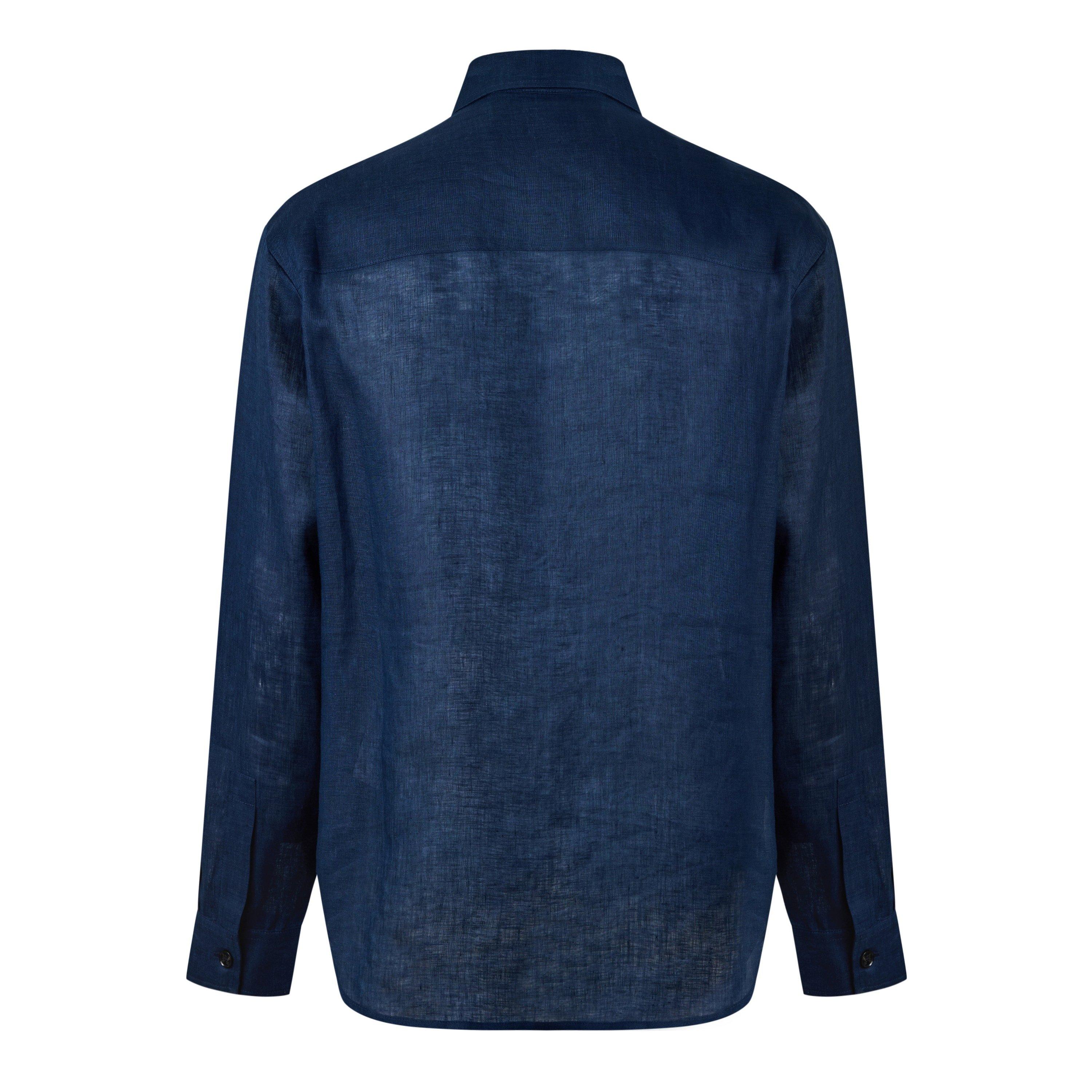Navy Blue - Palm Angels - Palm Linen Shirt Sn61 - 2