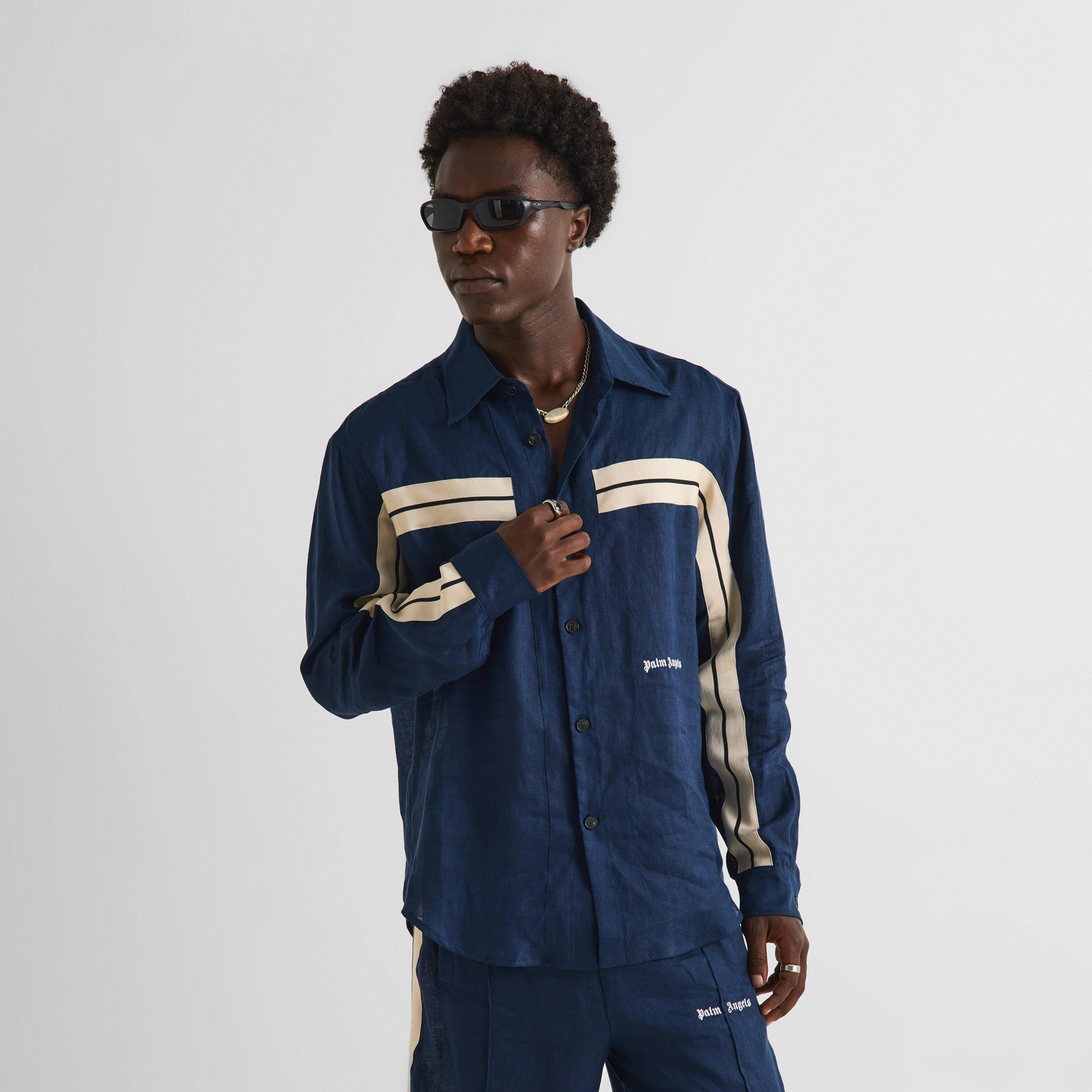 Navy Blue - Palm Angels - Palm Linen Shirt Sn61 - 3
