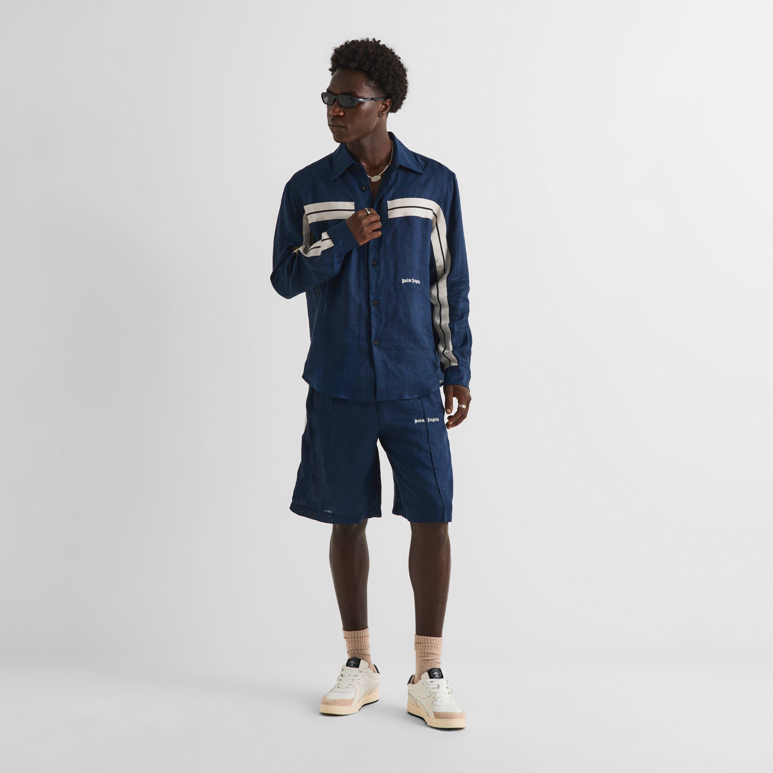 Navy Blue - Palm Angels - Palm Linen Shirt Sn61 - 6