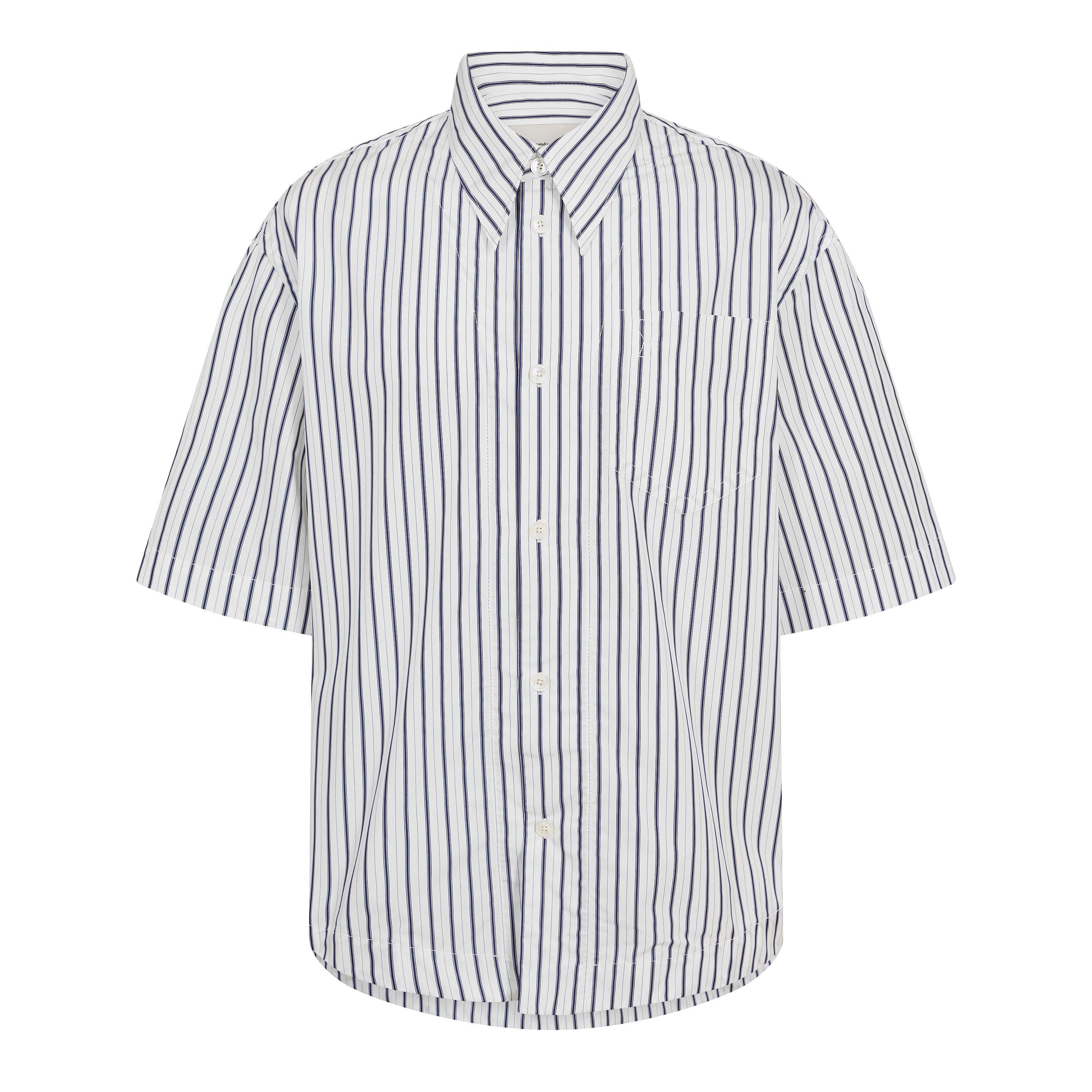 Ami Paris Men's Patterned Short Sleeve Shirt - White/Navy - X Large