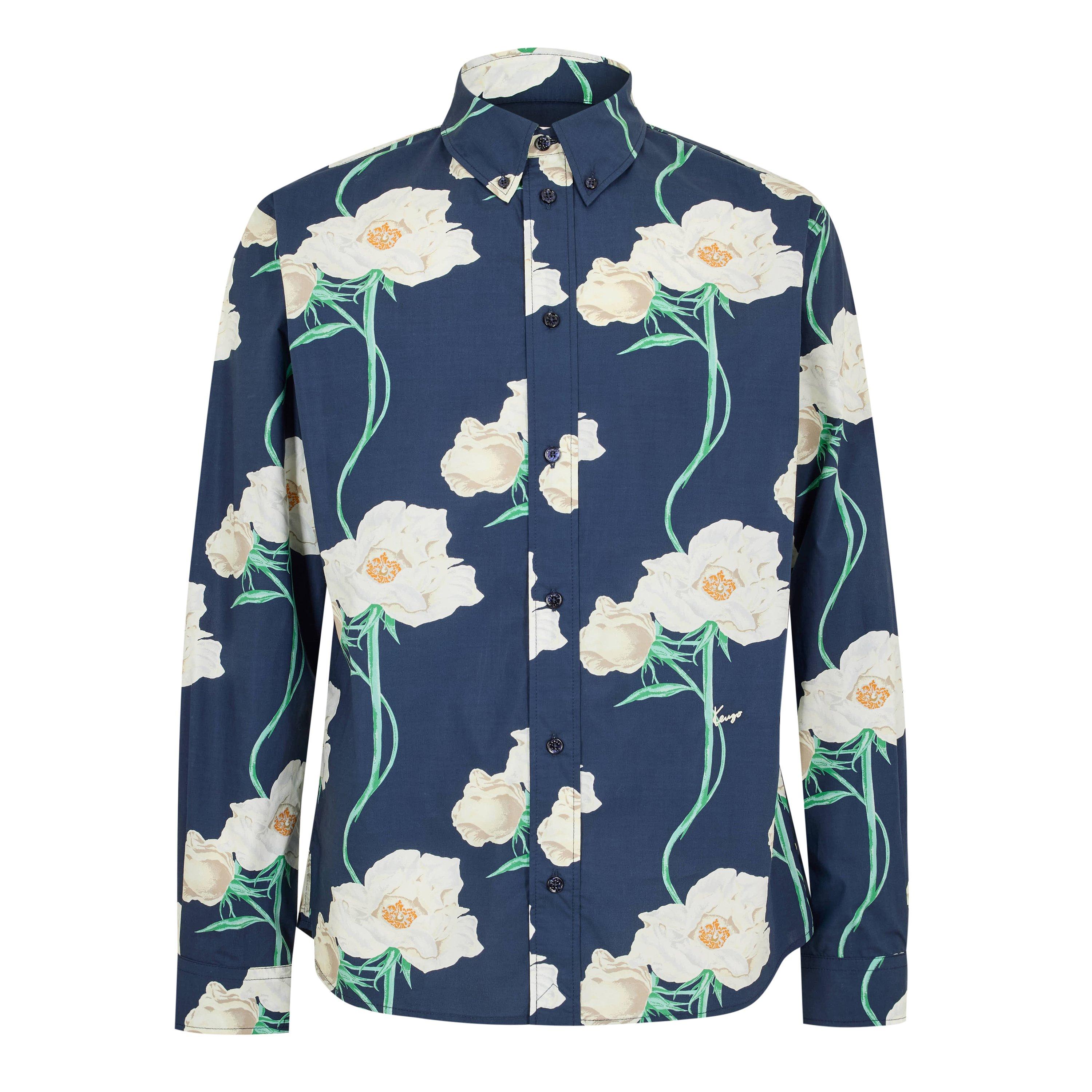 Kenzo Men's Long Sleeve Patterned Shirt - Navy Blue - XL
