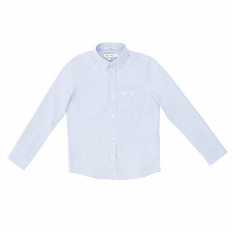 Bleu - Jack Wills - JW Long Sleeve Oxford Shirt Juniors - 1