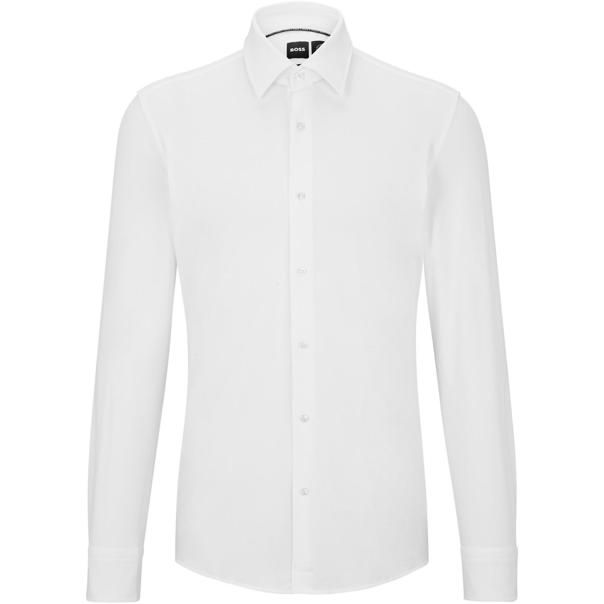 White - Boss - Men's P Hank Kent Long Sleeve Oxford Shirt - 1